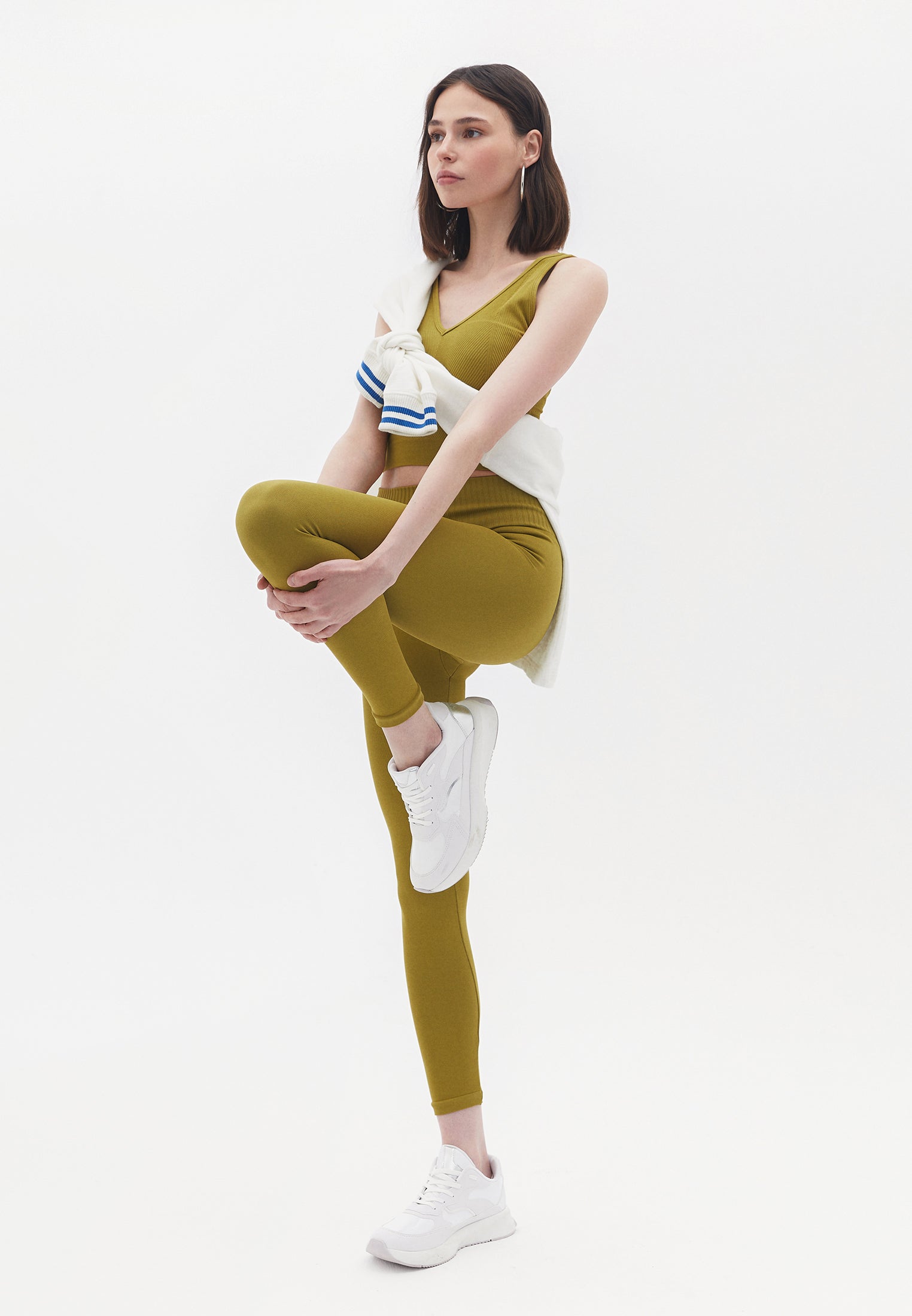 Seamless ankle high waist leggings - EVERGREEN SPRIG