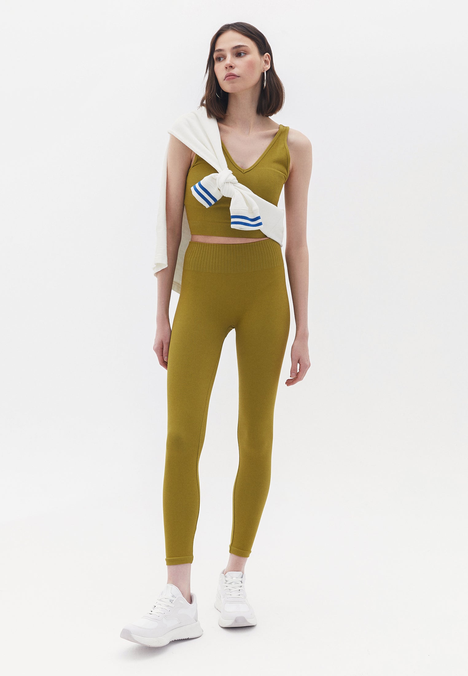 Seamless ankle high waist leggings - EVERGREEN SPRIG