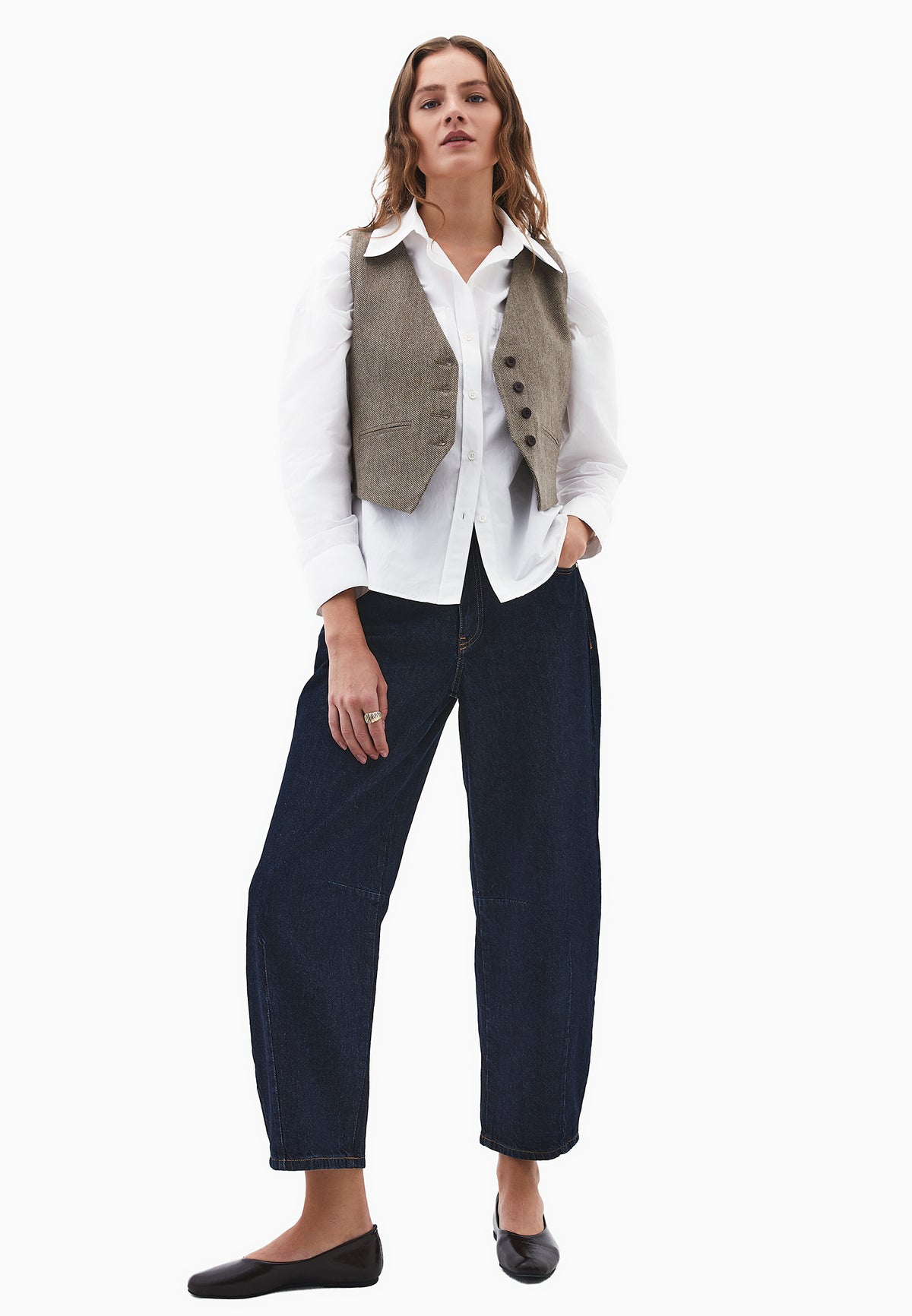 V Neck Wool Vest - Brown