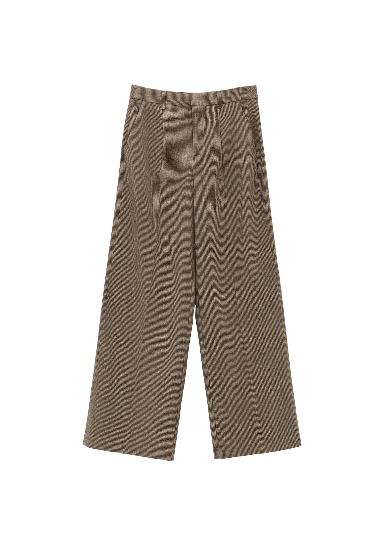 Pleated Wool Pants - FALCON