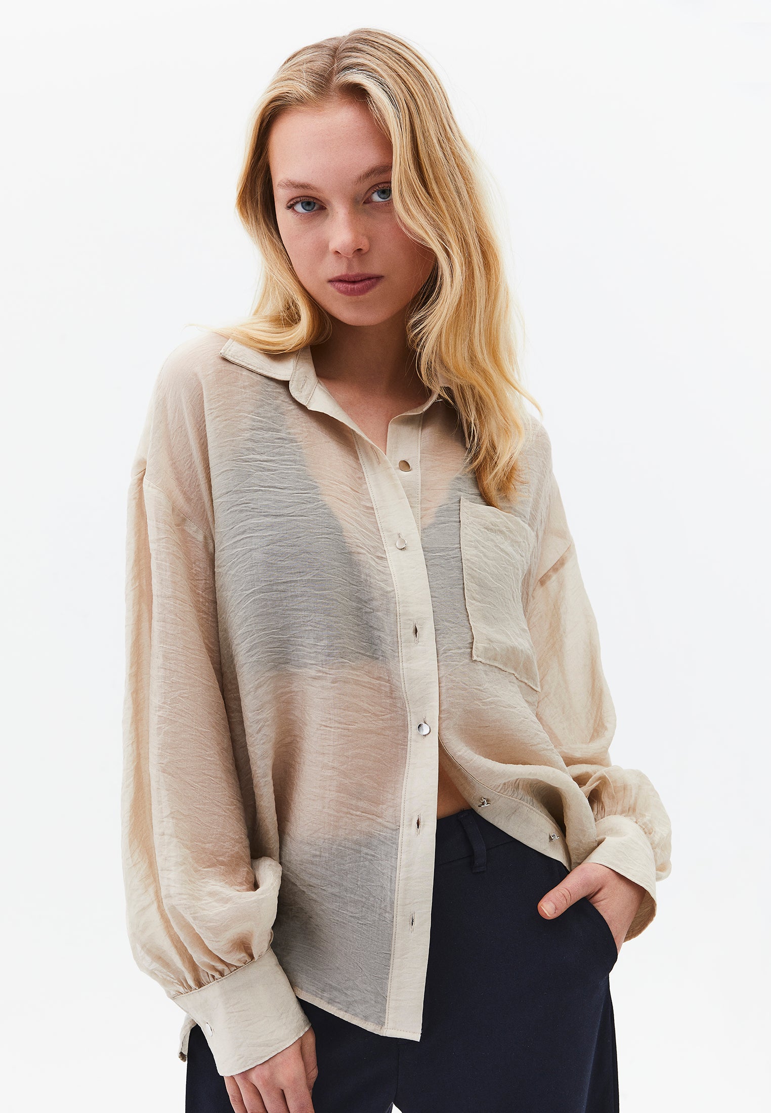 Loose Fit Long Sleeve Shirt - FEATHER GRAY