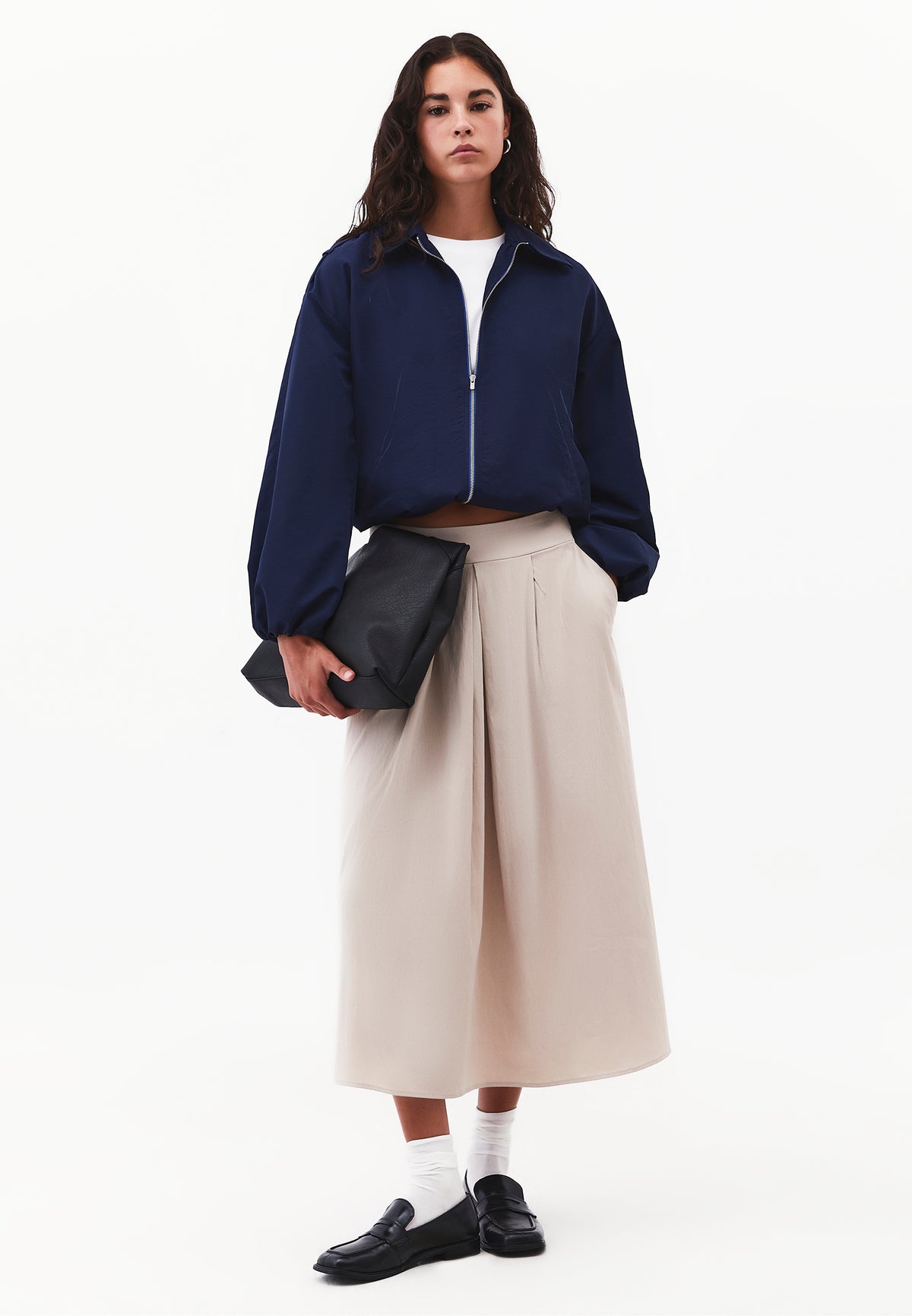 Pleated Long Skirt - FEATHER GRAY