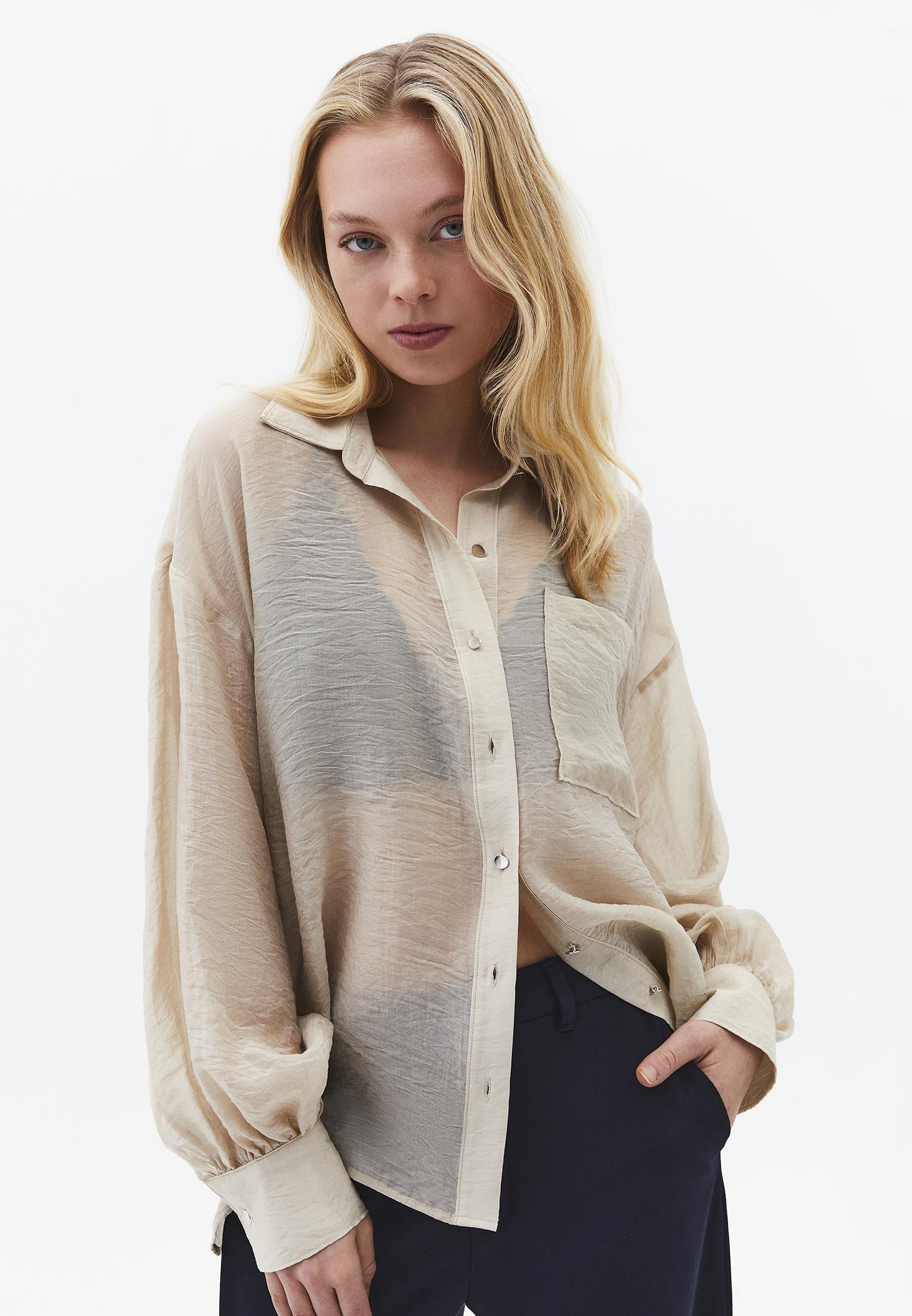 Loose Fit Long Sleeve Shirt - FEATHER GRAY