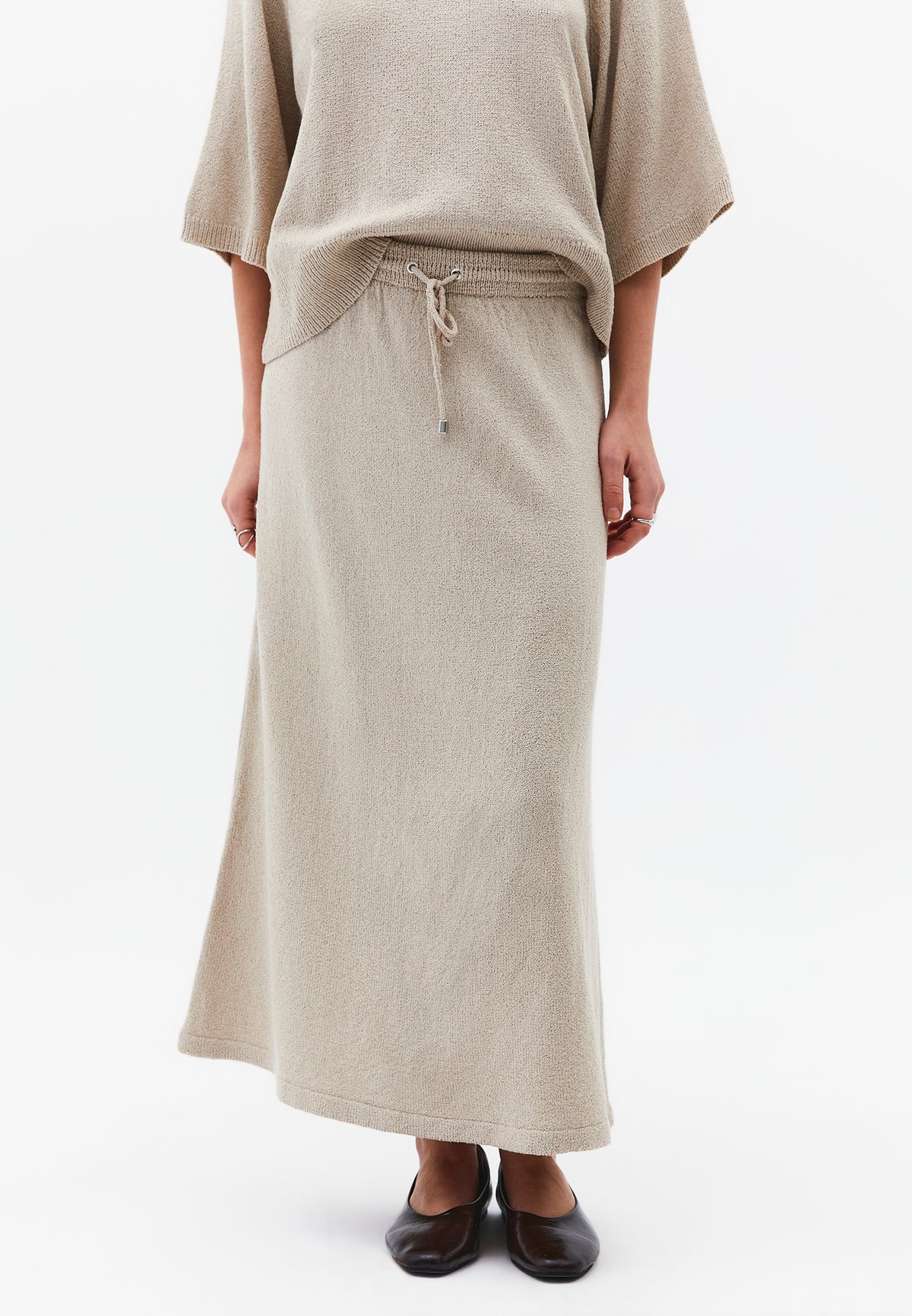 Flared Normal Waist Skirt - Beige