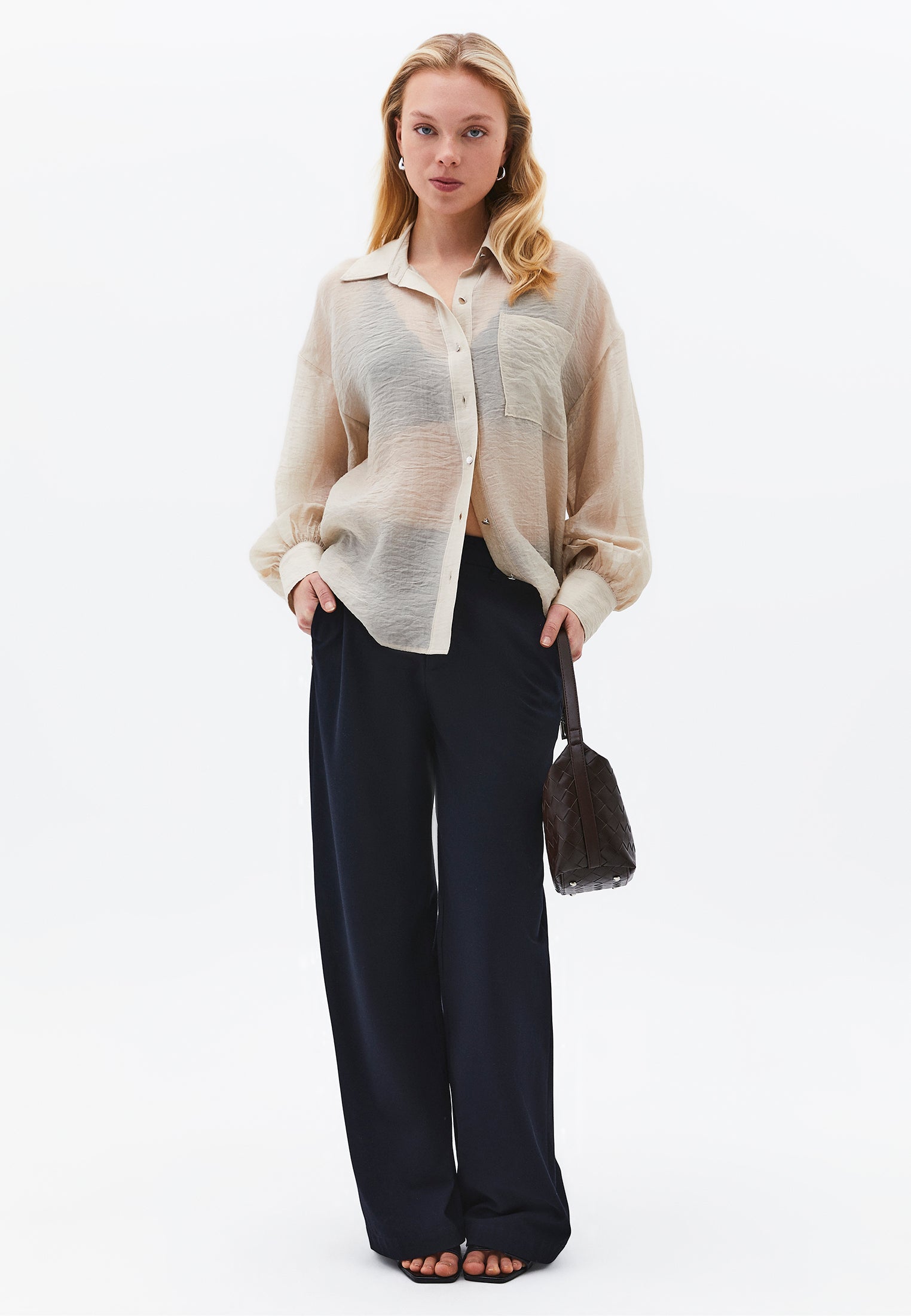 Loose Fit Long Sleeve Shirt - FEATHER GRAY