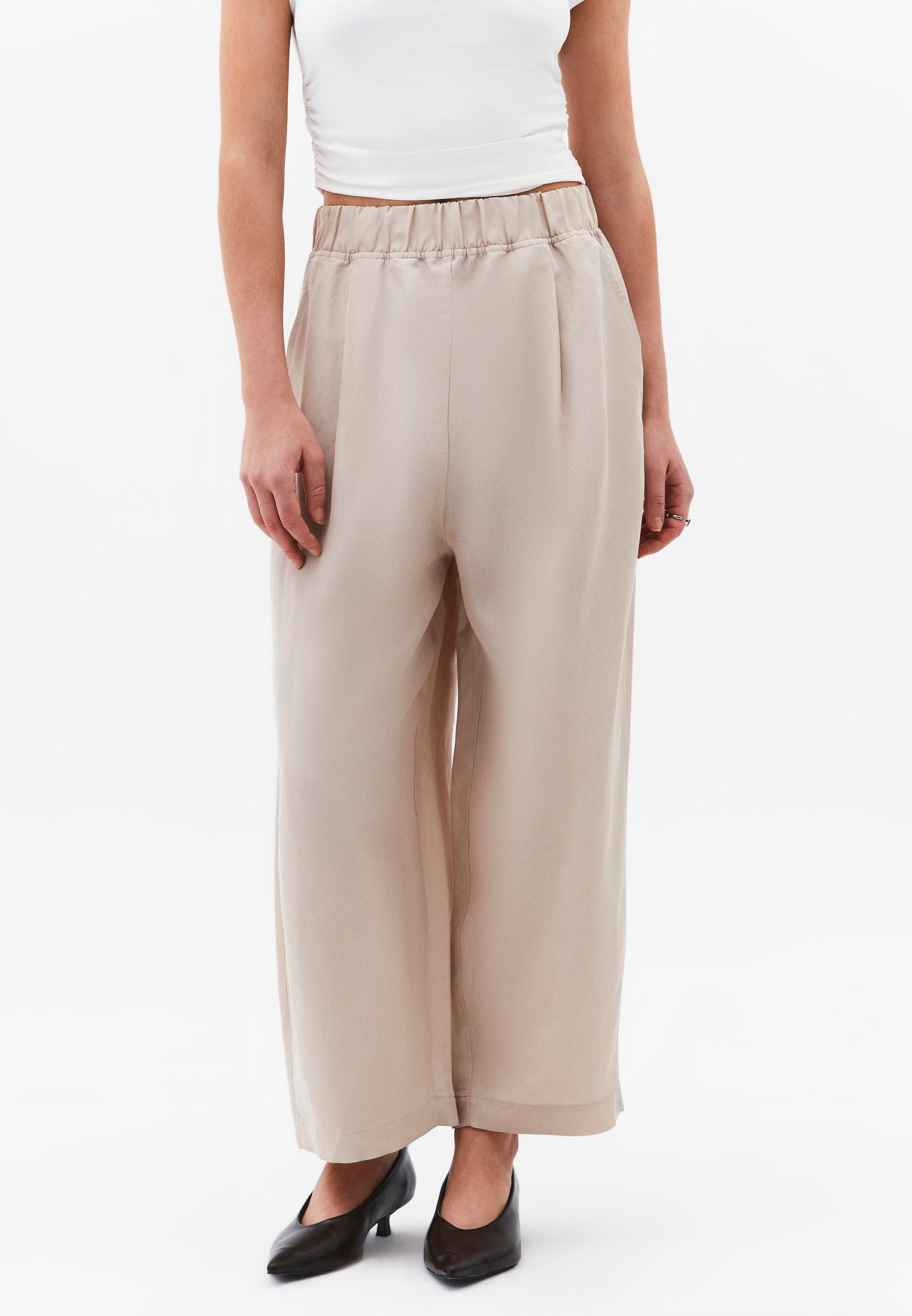 High Waist Carrot Leg Balloon Pants - FEATHER GRAY