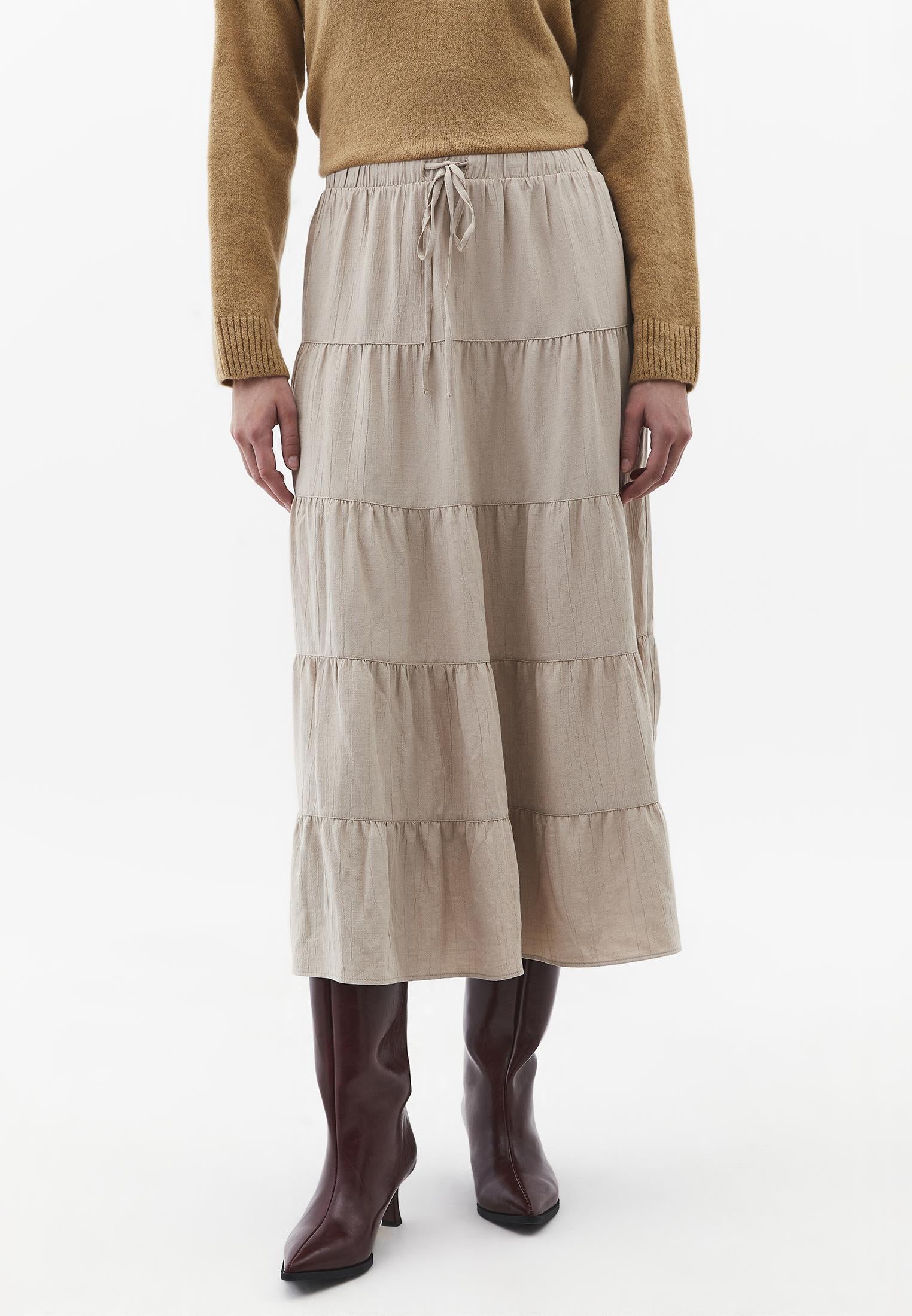 A-Line Midi Skirt - FEATHER GRAY