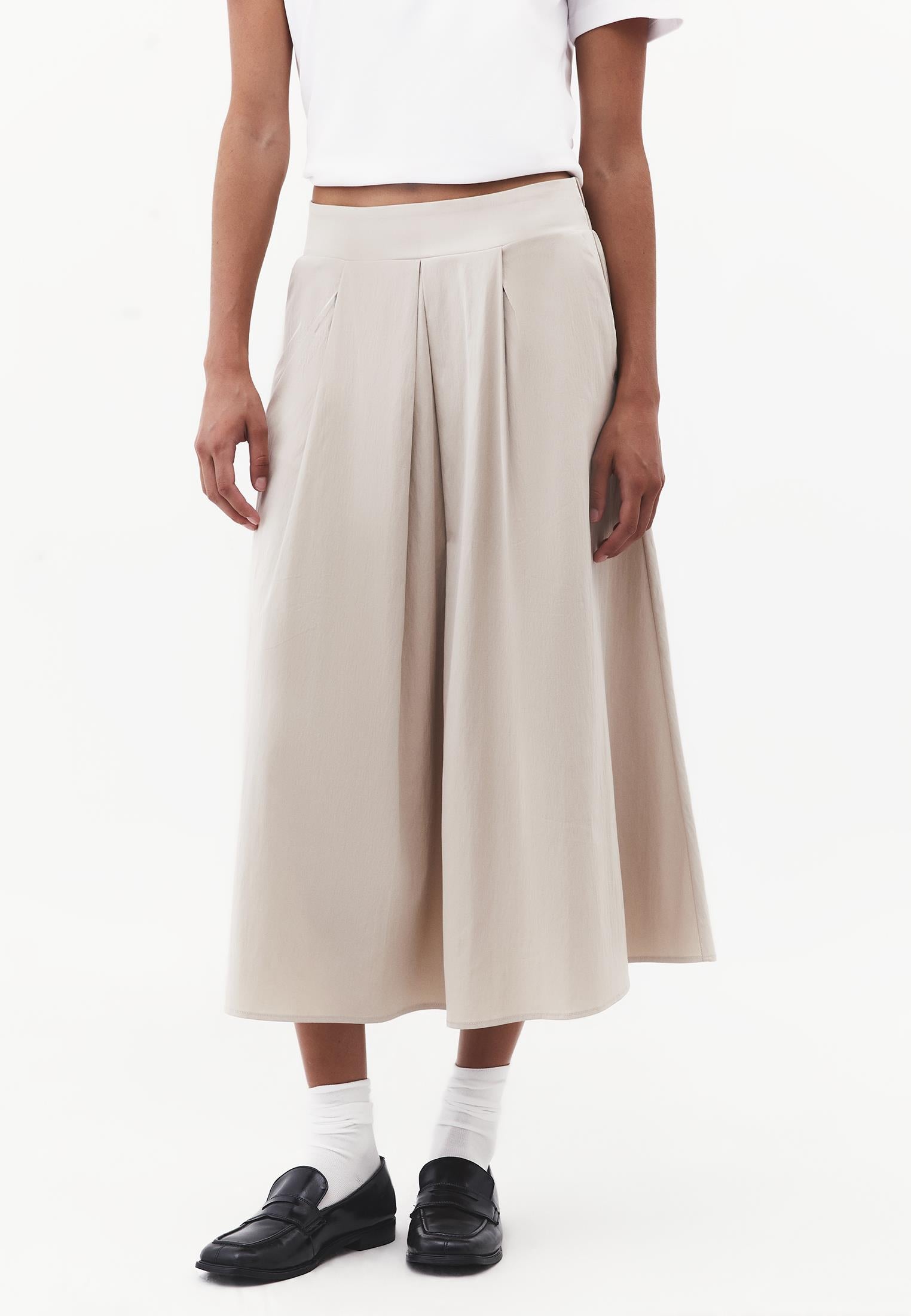 Pleated Long Skirt - FEATHER GRAY