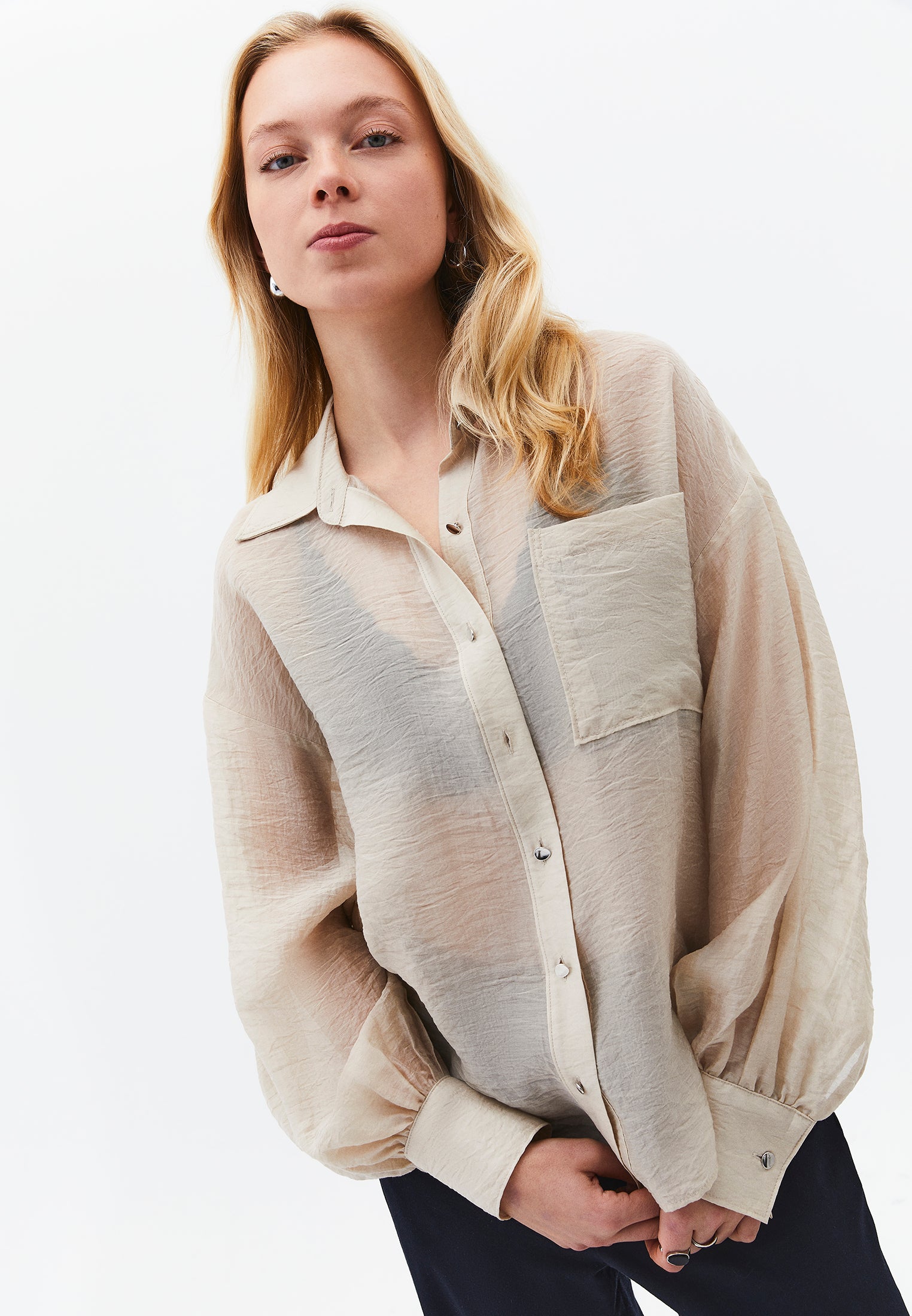 Loose Fit Long Sleeve Shirt - FEATHER GRAY