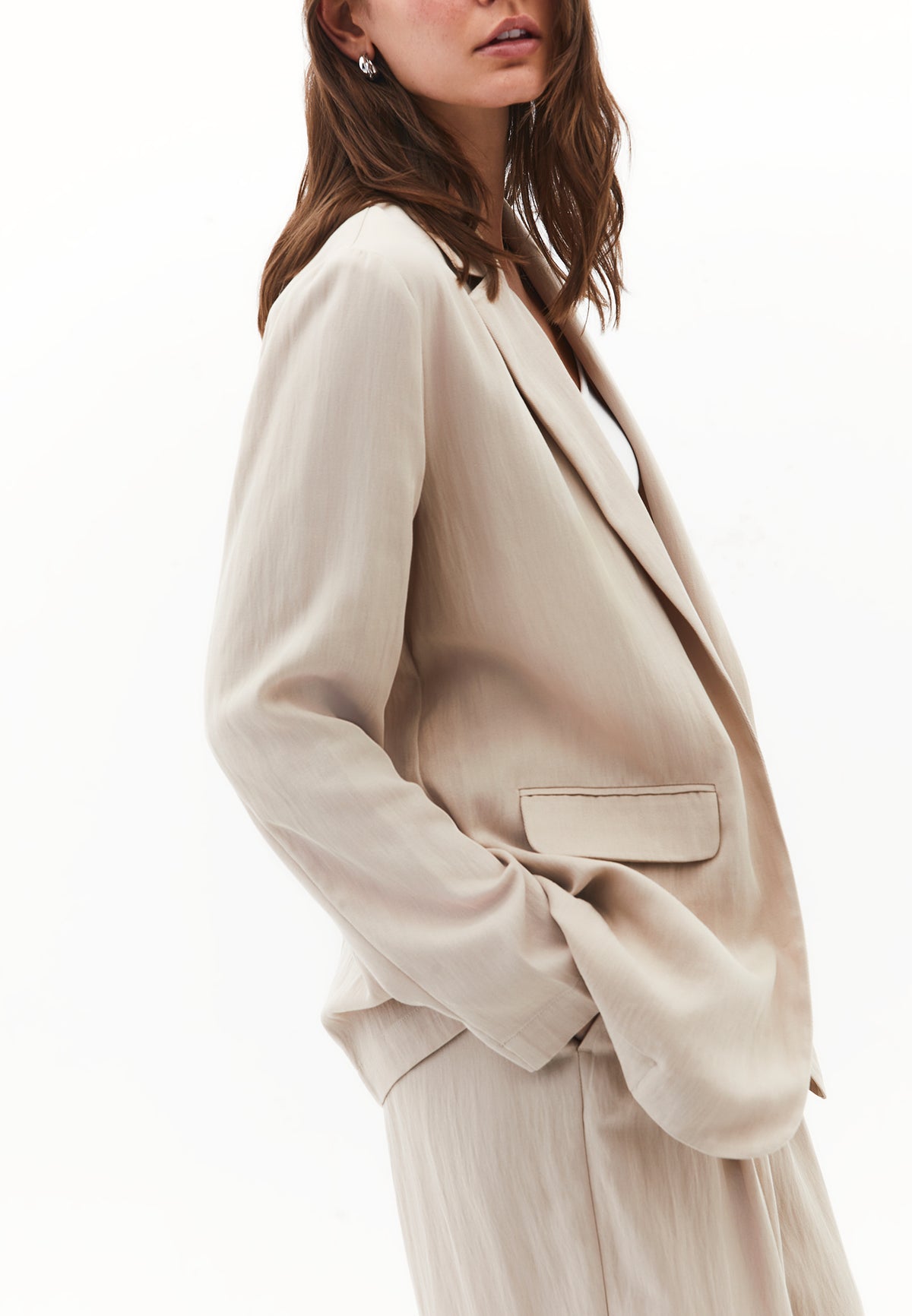 Double Breasted Blazer Jacket - Beige