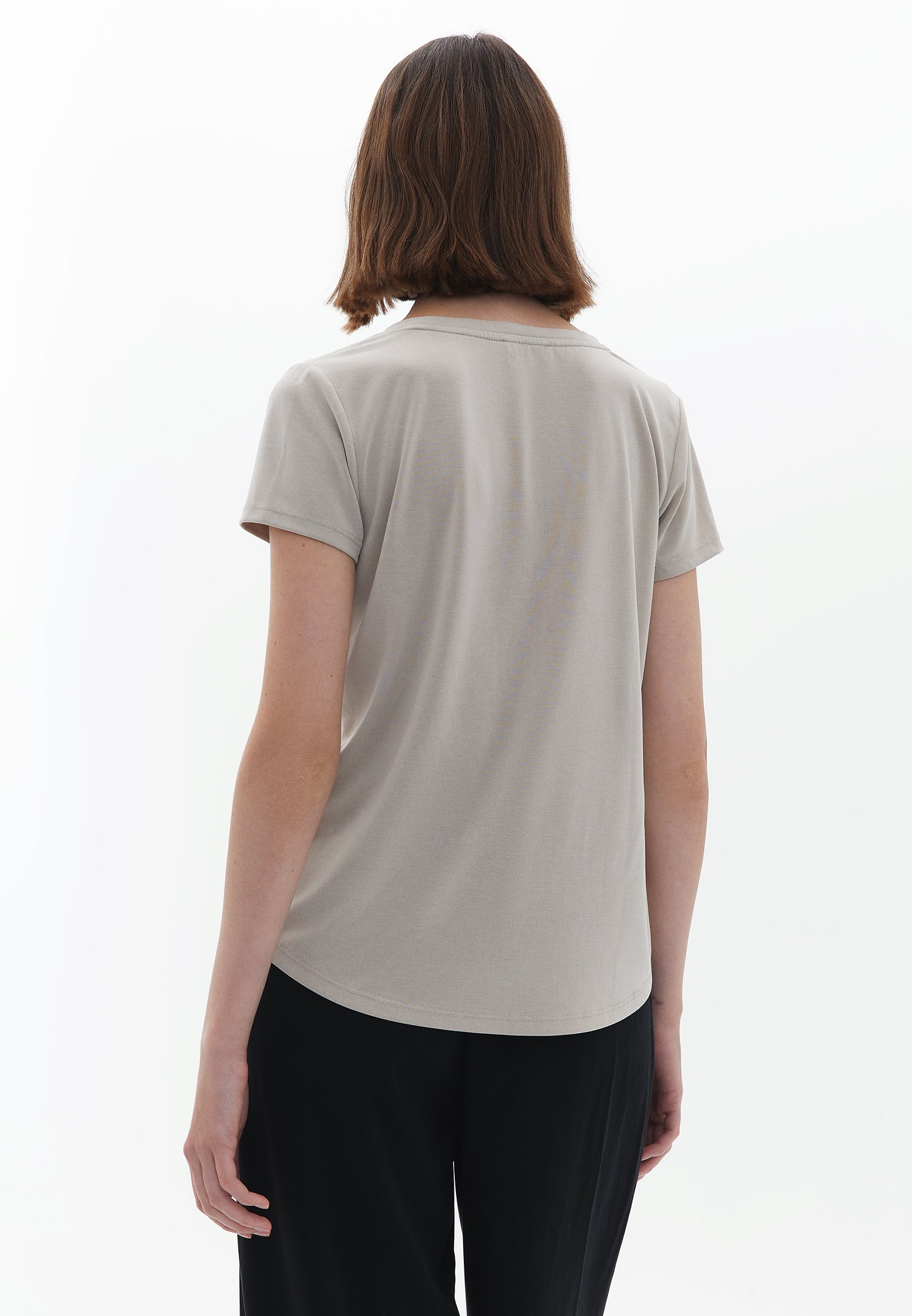 U neck short sleeve t-shirt - FEATHER GRAY