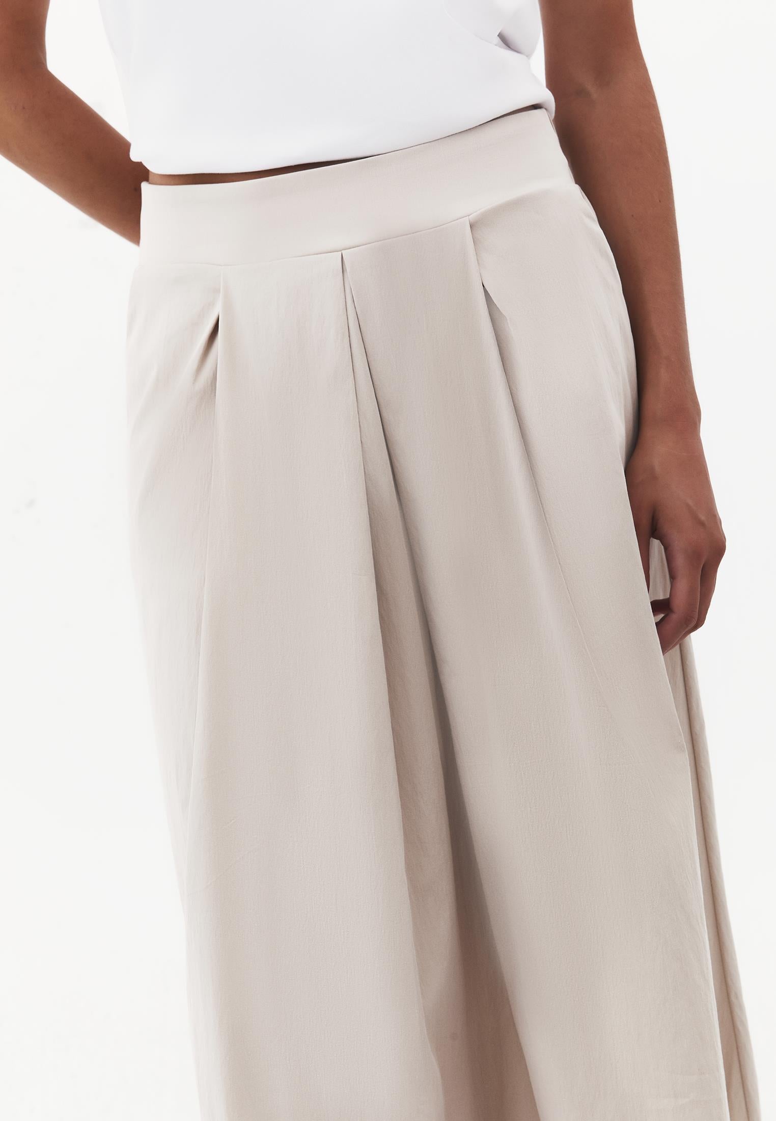 Pleated Long Skirt - FEATHER GRAY