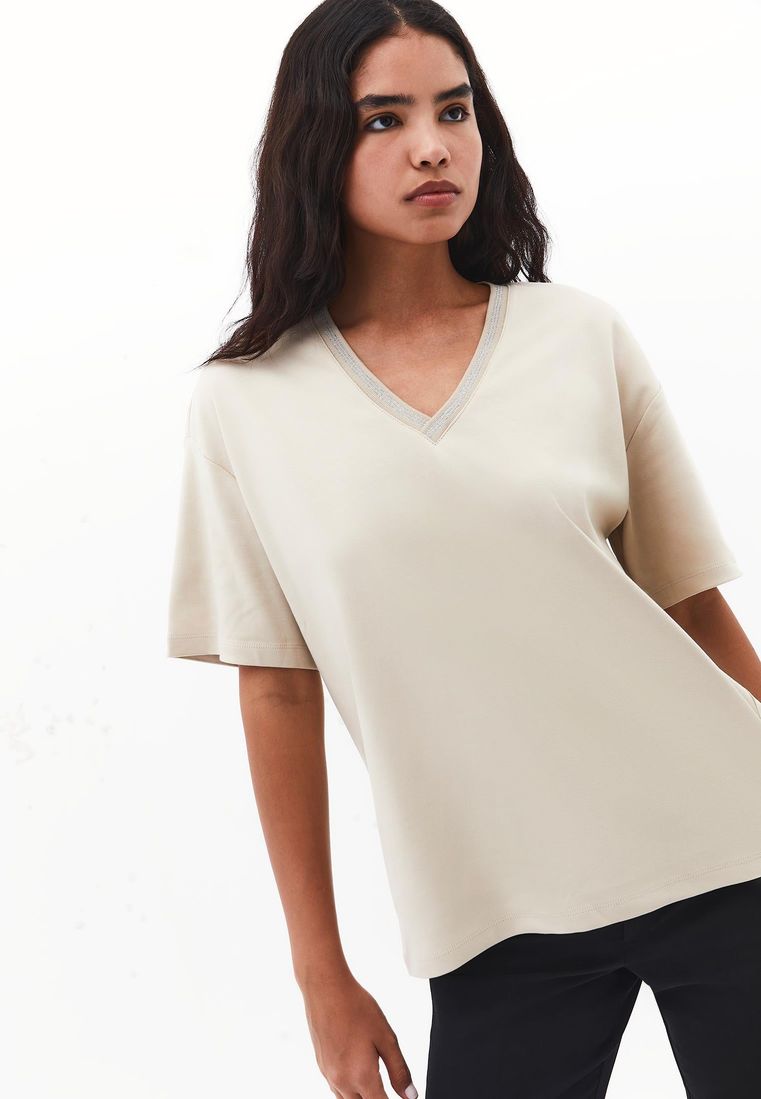 تي شيرت قطني كبير الحجم - رمادي فاتح