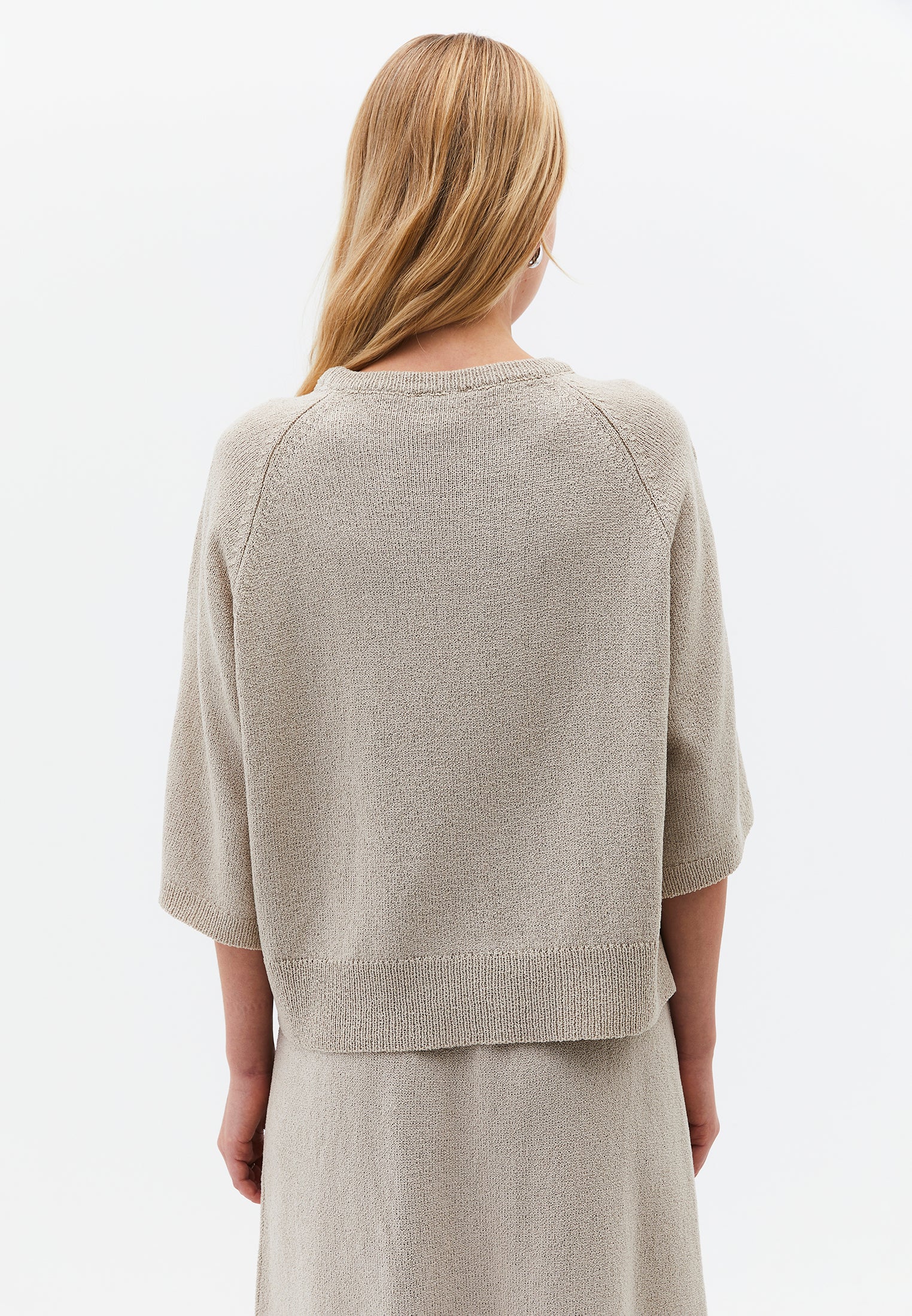 Raglan Sleeve Loose Fit Crew Neck Sweater - FEATHER GRAY