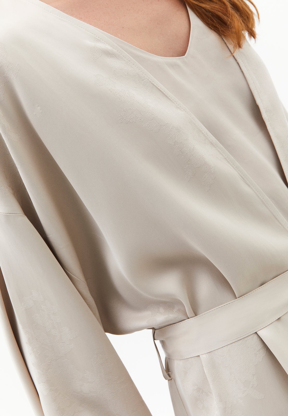 Long Embroidered Detail Oversize Kimono - Beige
