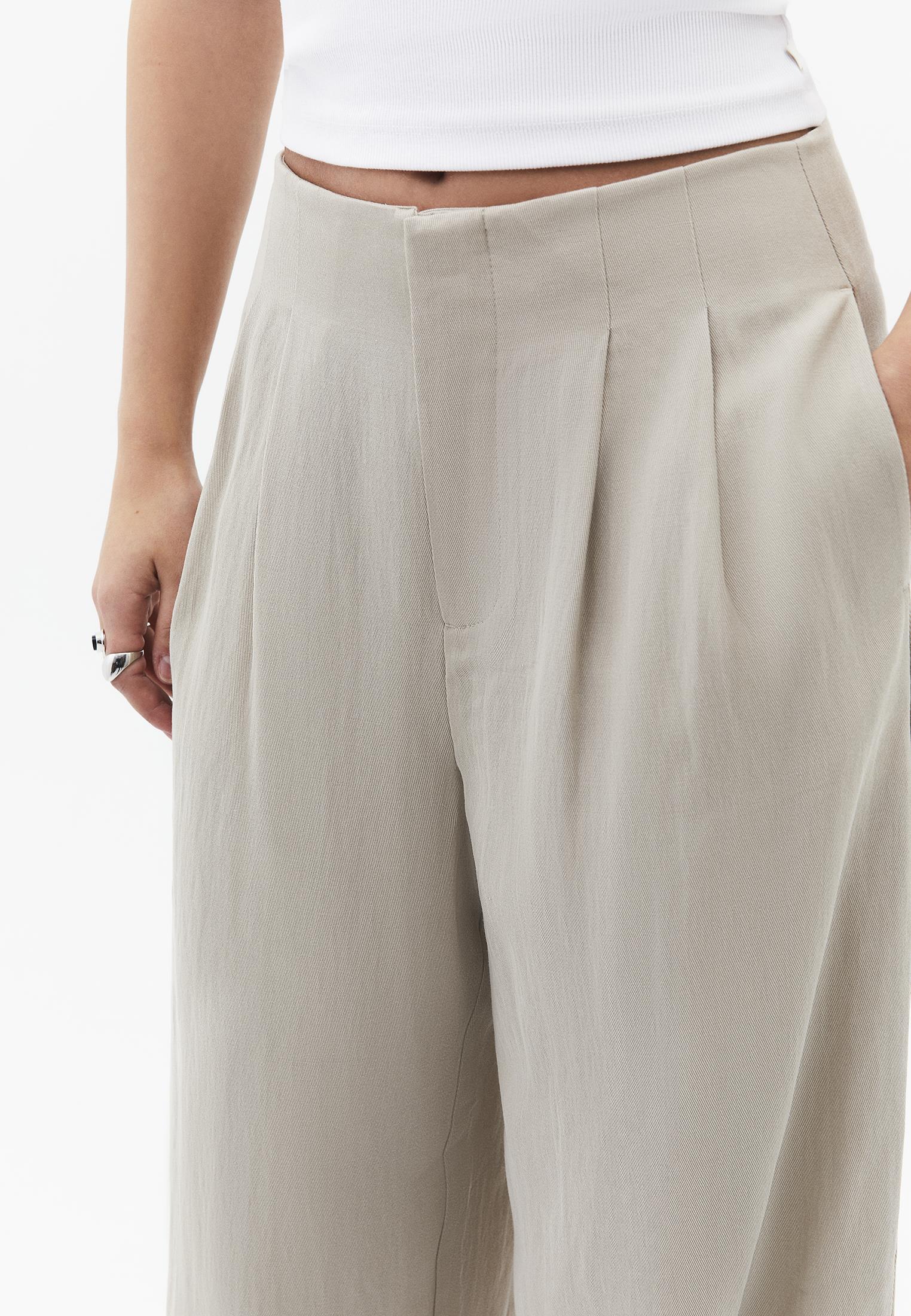Pleated Ultra High Waist Wide Leg Pants - FEATHER GRAY