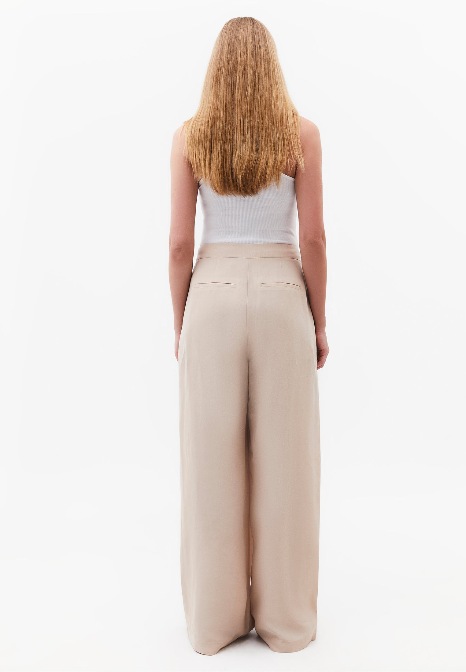 Belted High Waist Wide Leg Pants - FEATHER GRAY