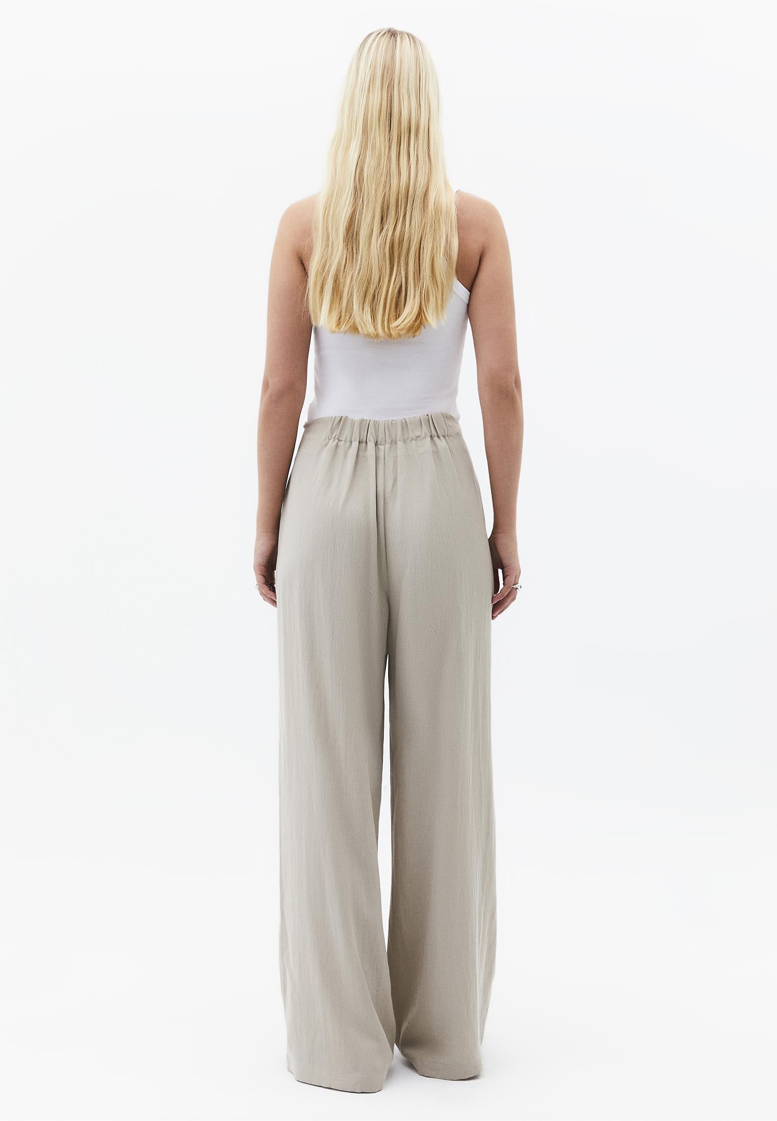 Pleated Ultra High Waist Wide Leg Pants - FEATHER GRAY
