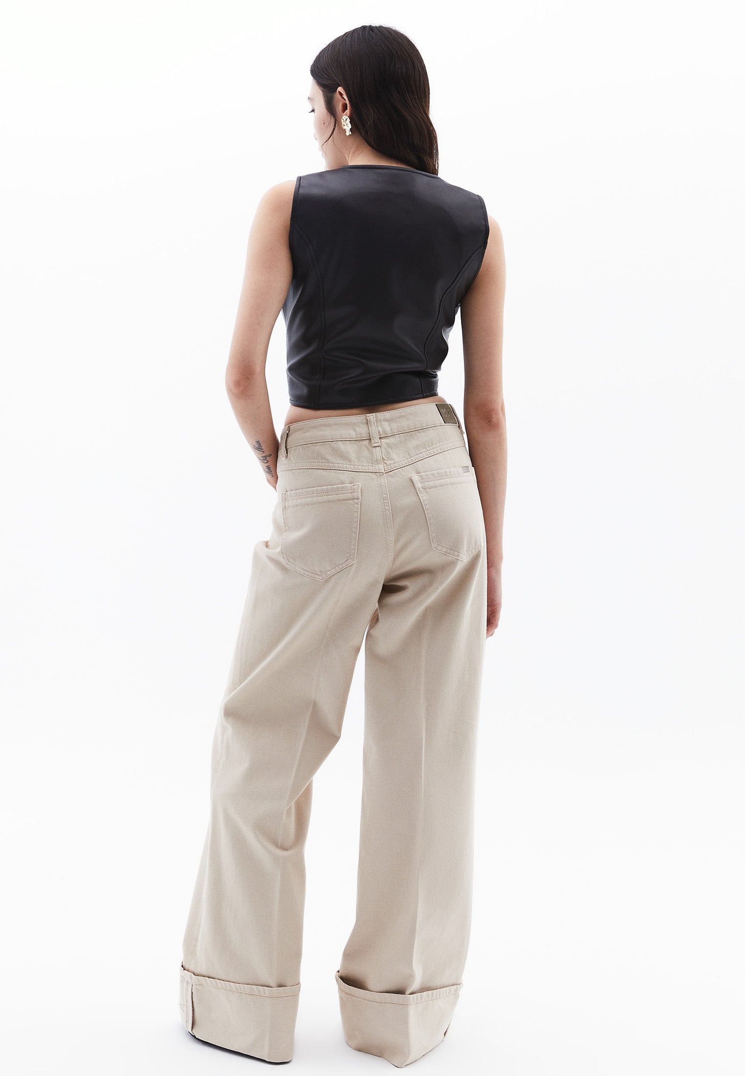 Wide Leg High Waist Pants - FEATHER GRAY