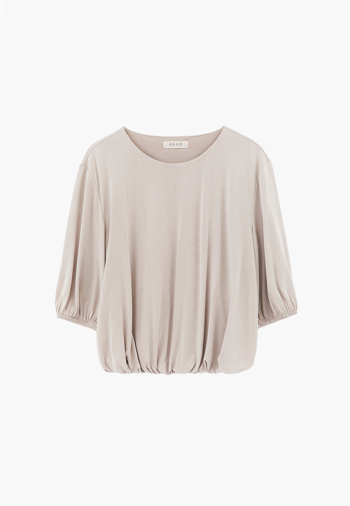 Crew Neck 3/4 Sleeve T-Shirt - Beige