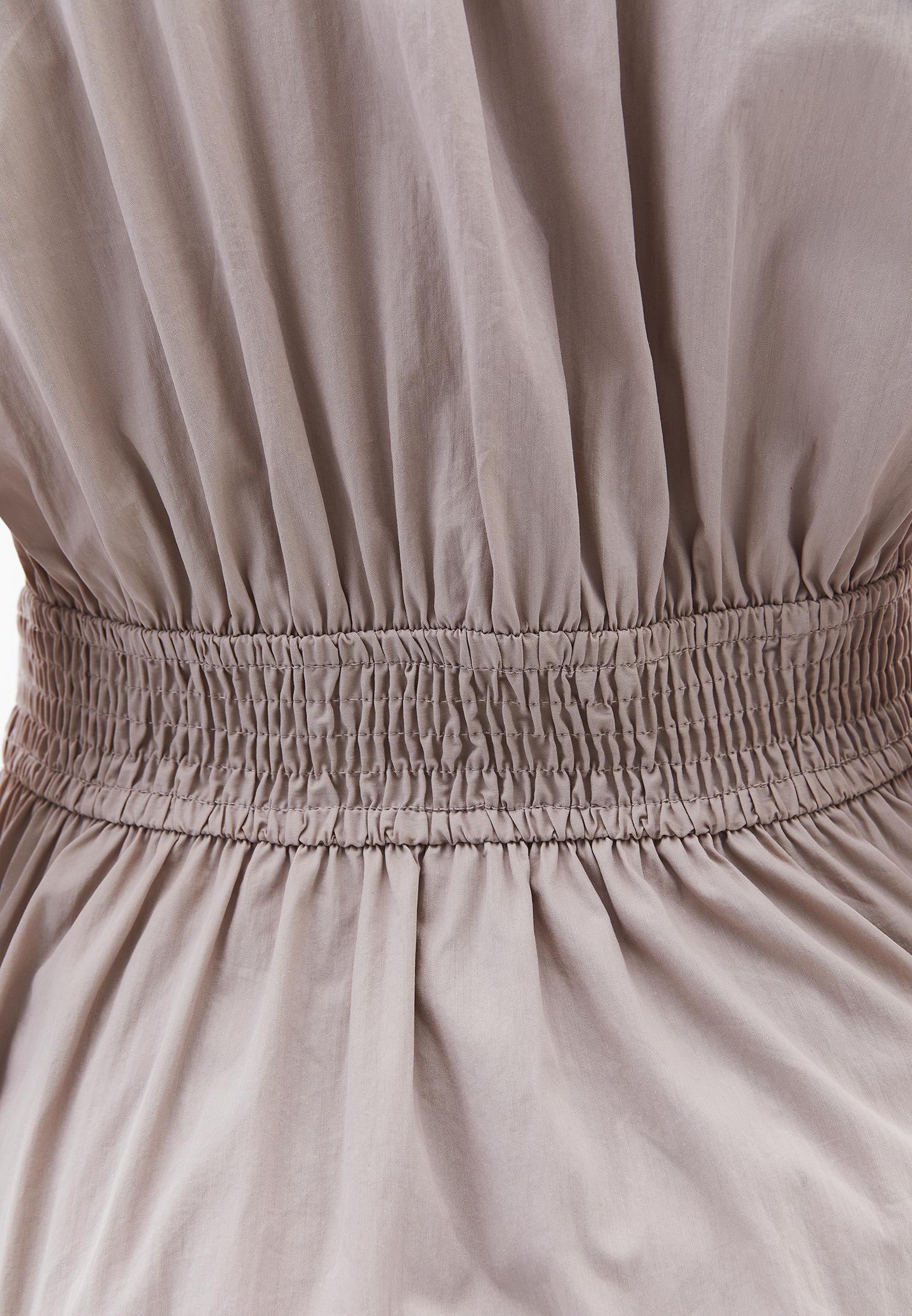 Shirt Collar Long Woven Dress - FEATHER GRAY