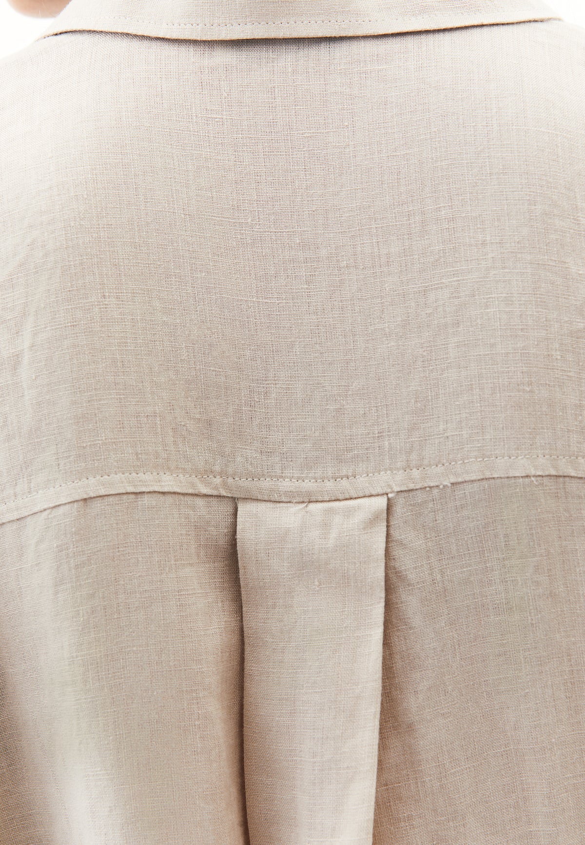 Linen Shirt With Large Fit And Buttons - Beige