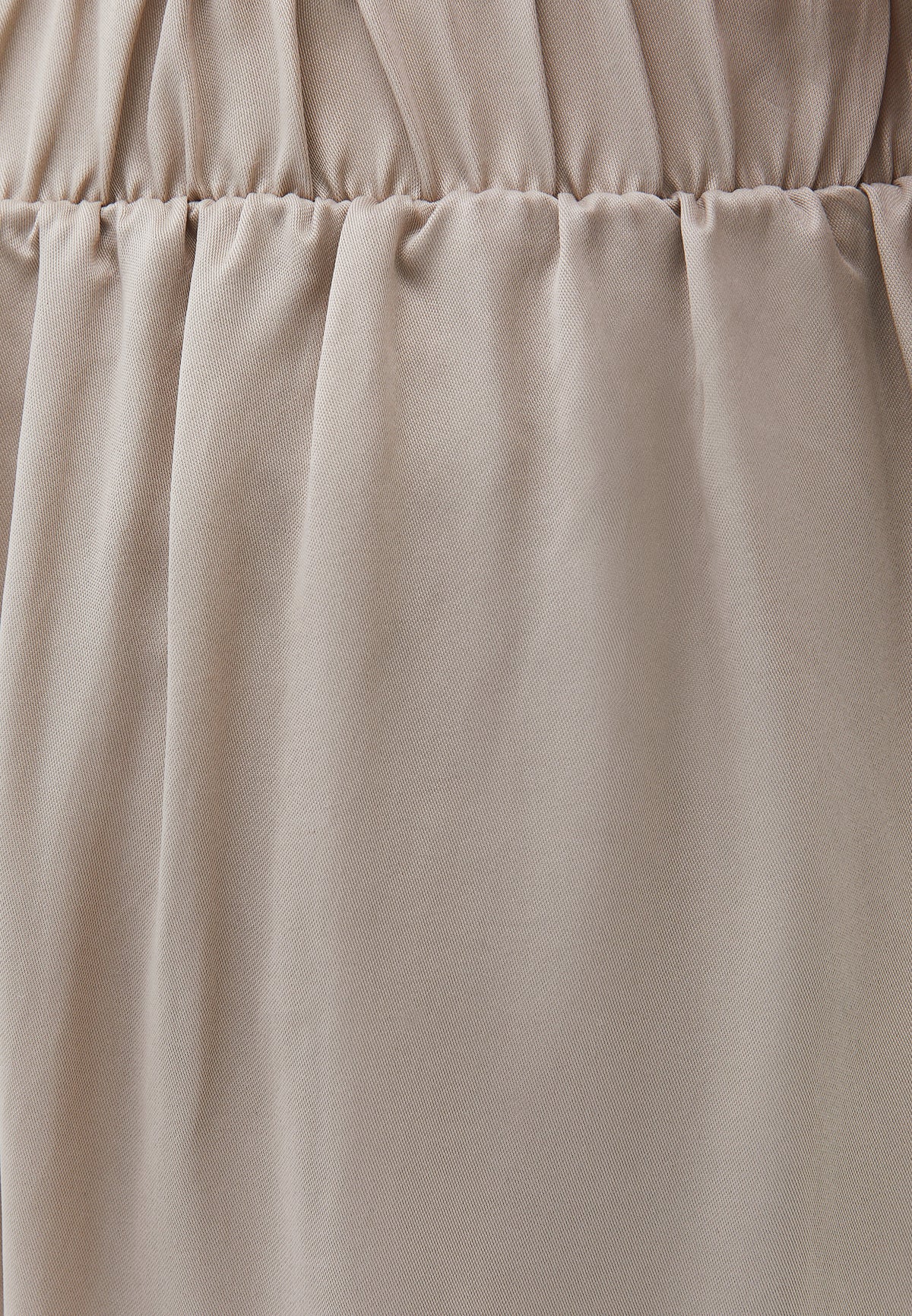 Ultra High Waist Straight Pants - Beige