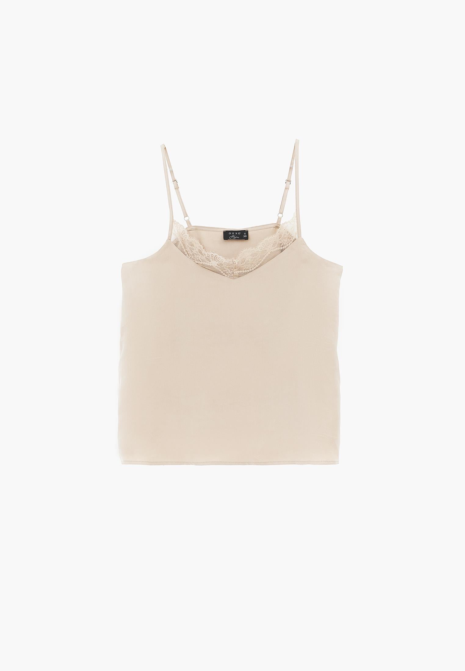 Sleeveless Top With V Neck - FEATHER GRAY