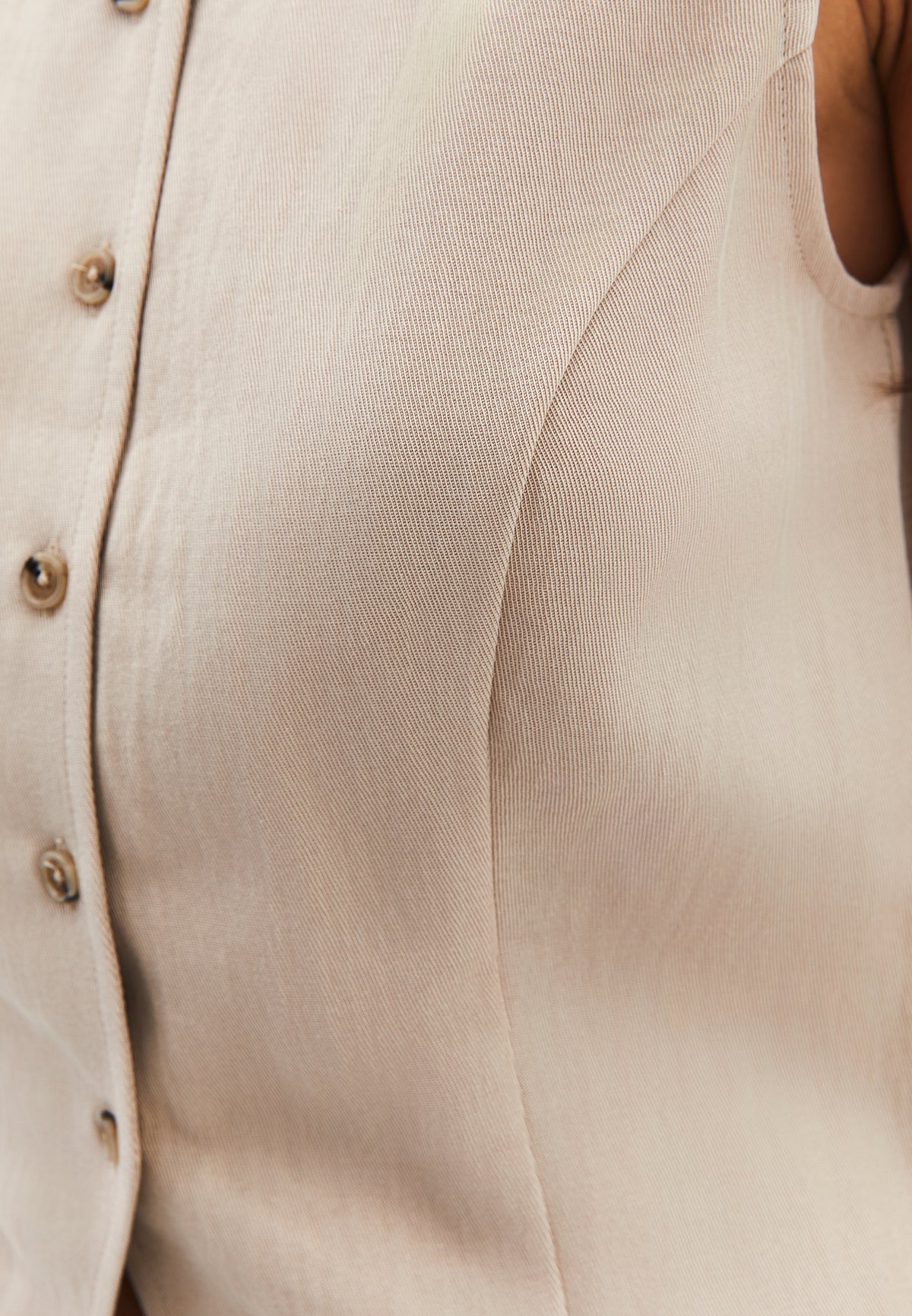 Vest With Button Details - Beige