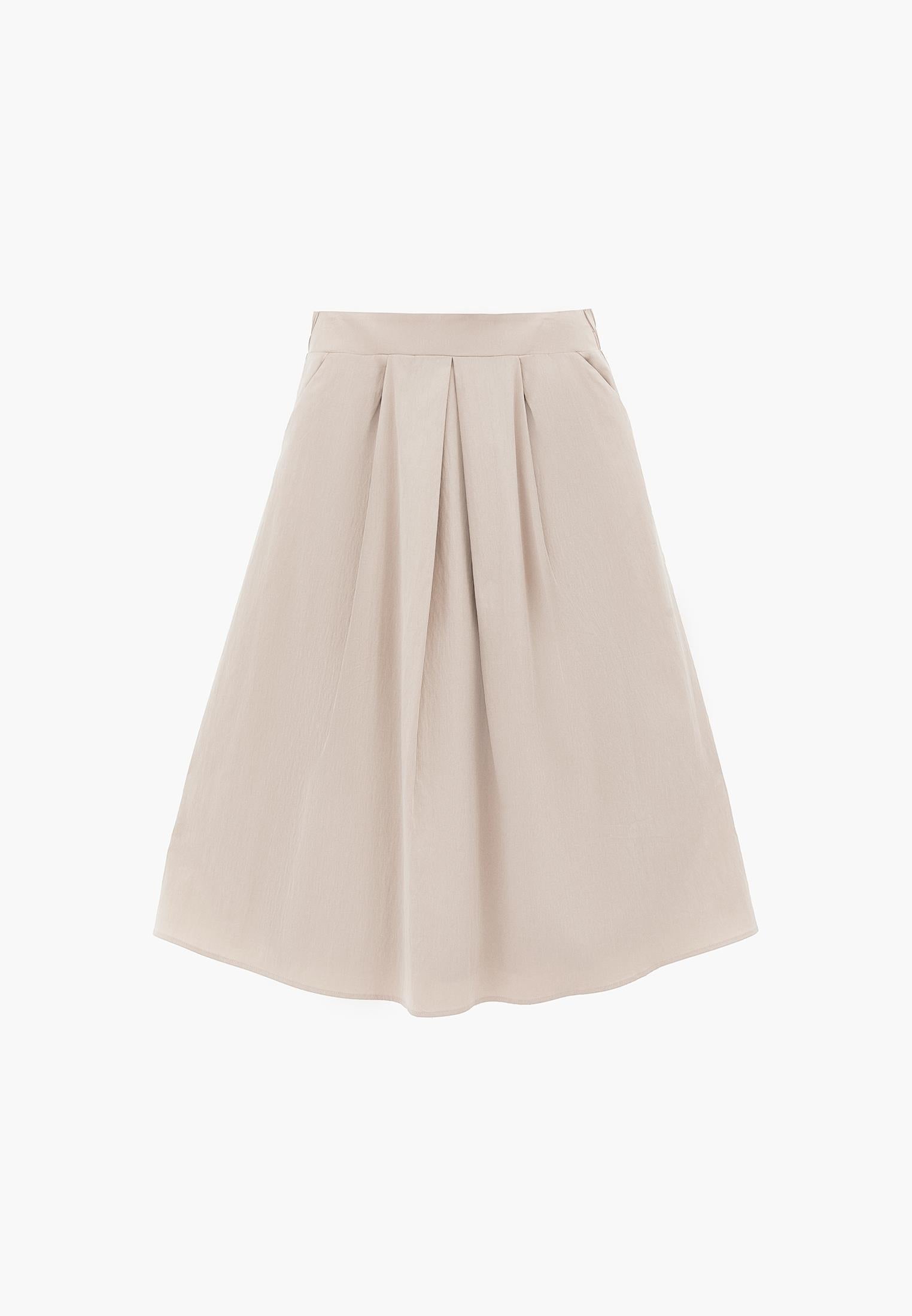 Pleated Long Skirt - FEATHER GRAY