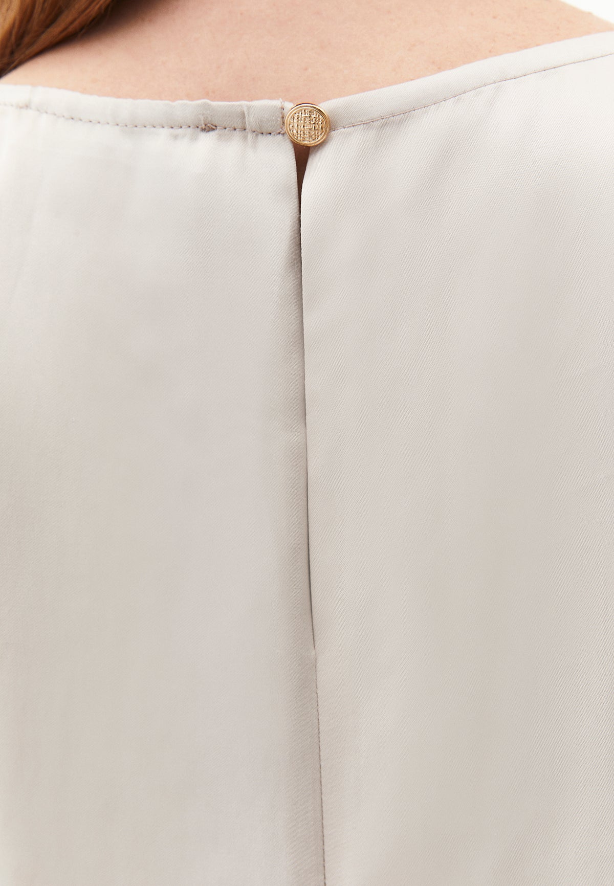 U Neck Tank Top With Button Details - Beige