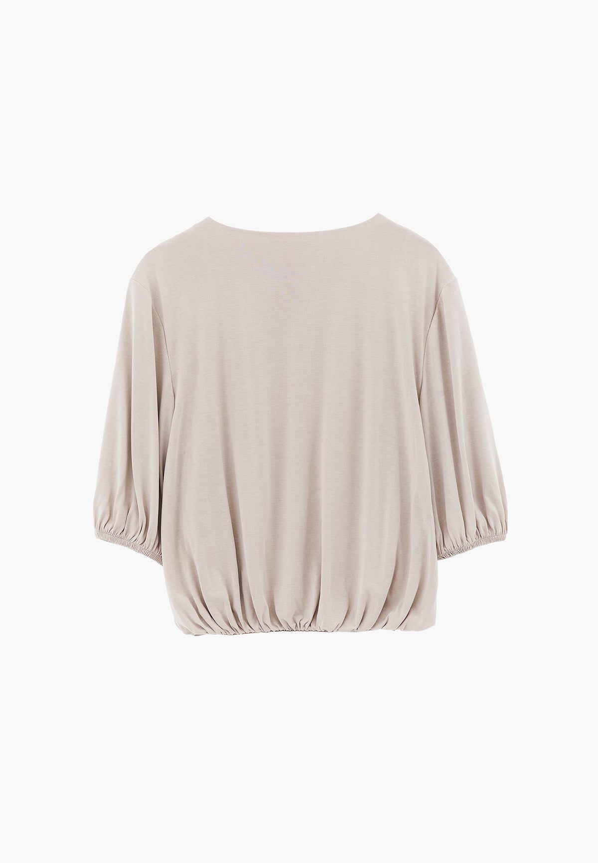 Crew Neck 3/4 Sleeve T-Shirt - Beige