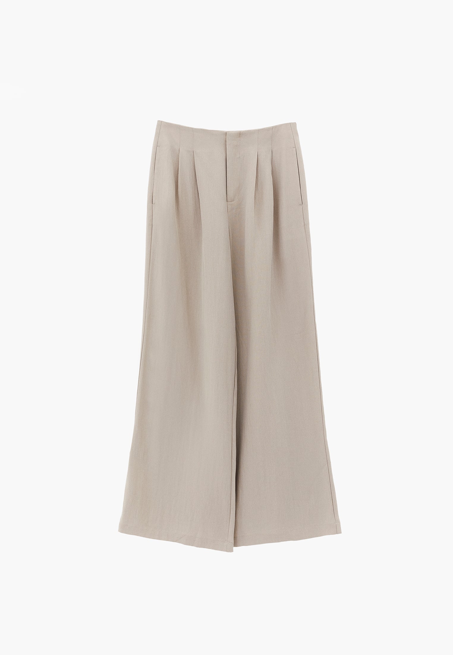 Ultra High Waist Wide Leg Pleated Pants - FEATHER GRAY