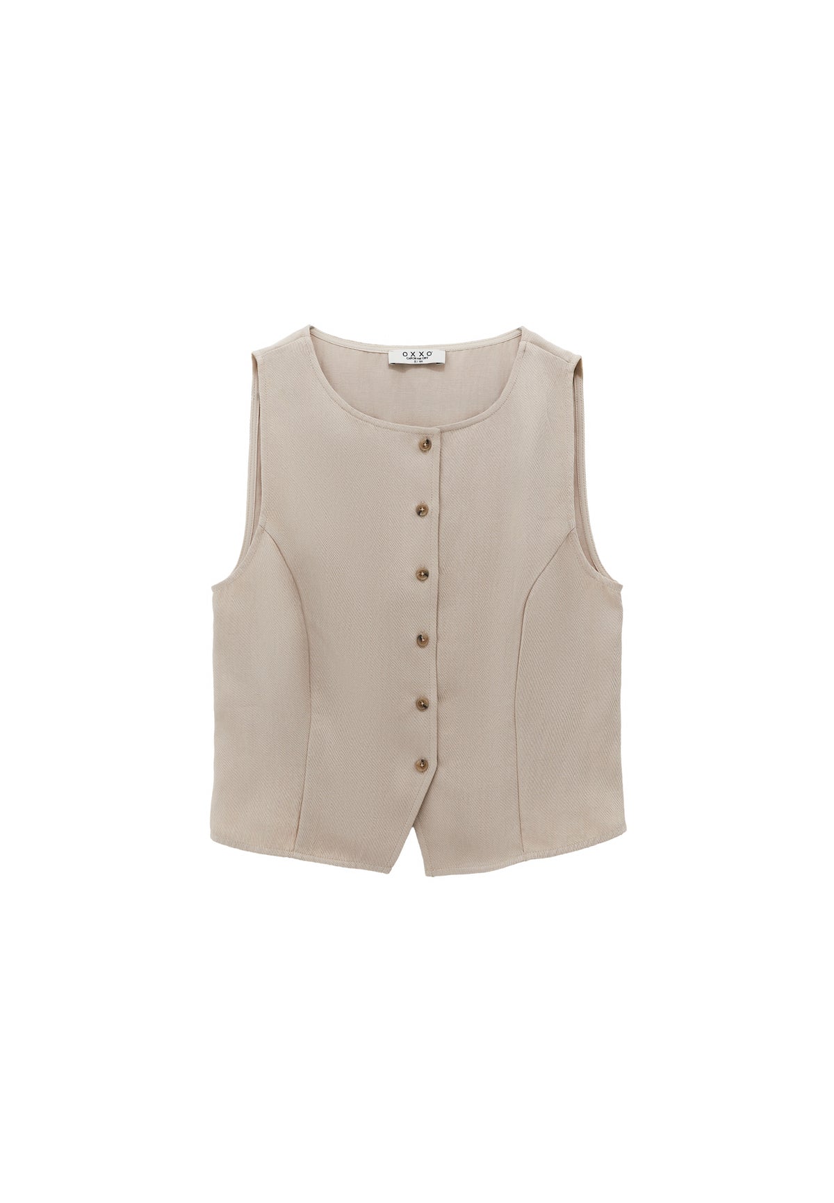 Vest With Button Details - Beige