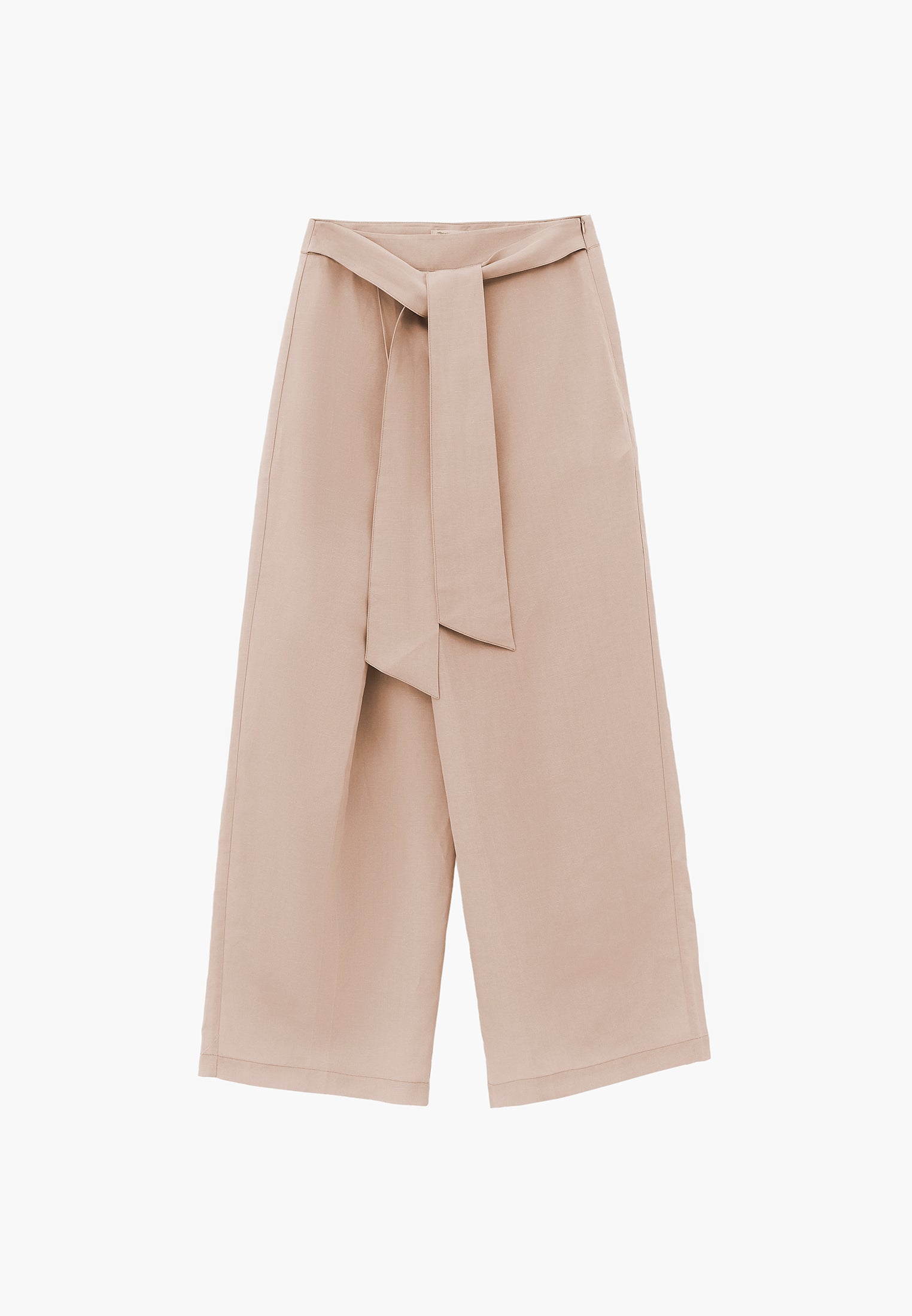 Belted High Waist Wide Leg Pants - FEATHER GRAY