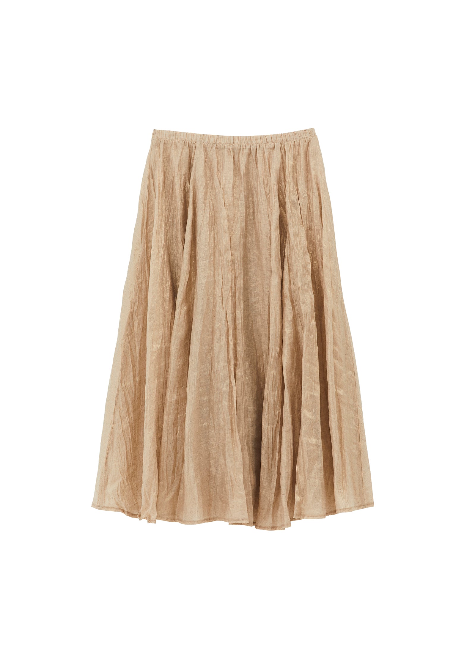 Shiny Flared Long Skirt - FEATHER GRAY