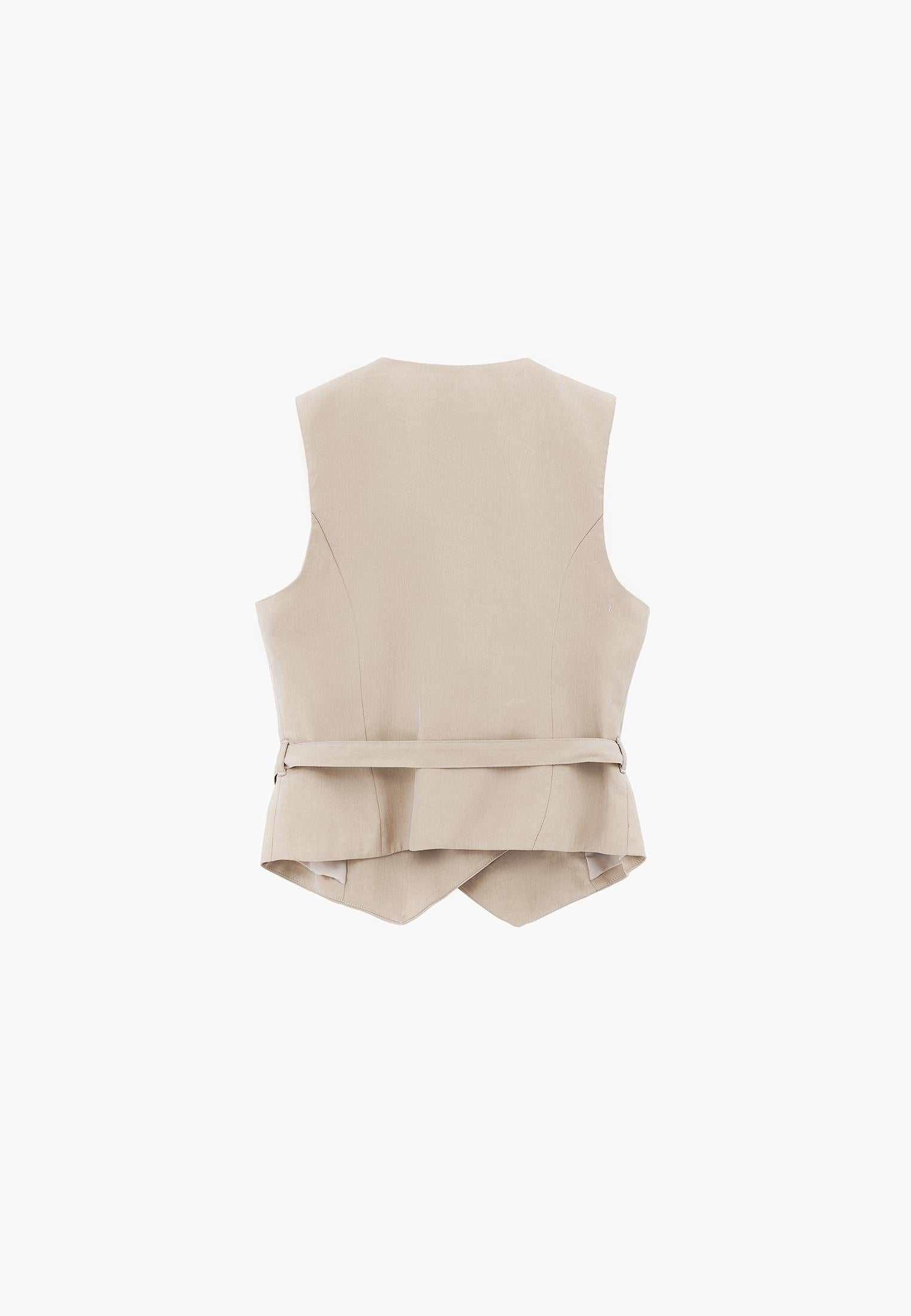 Belted Wrap Vest - FEATHER GRAY