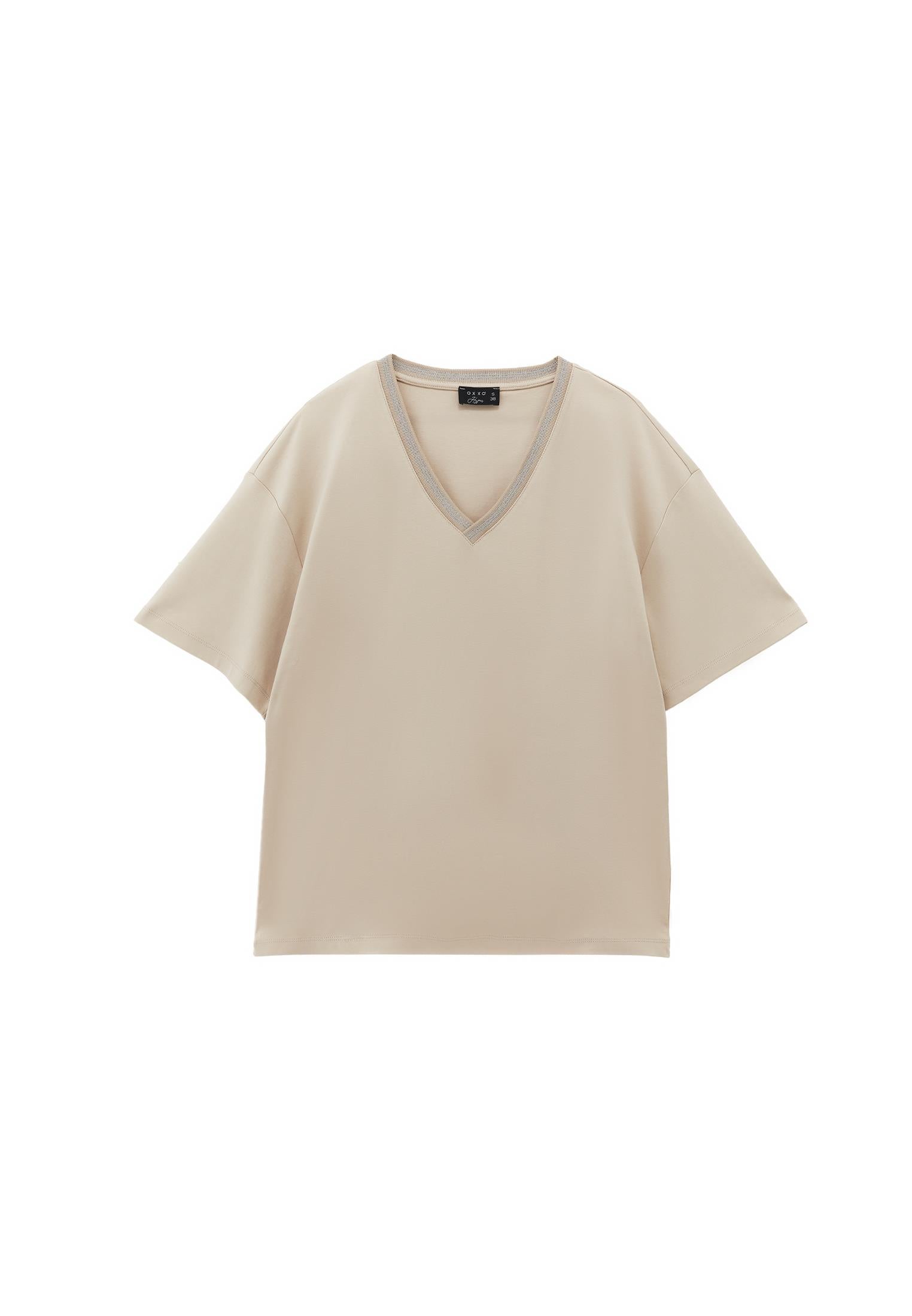 تي شيرت قطني كبير الحجم - رمادي فاتح