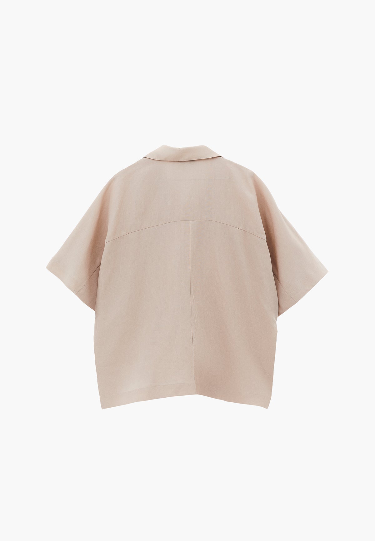 Polo Neck Batwing Sleeve Oversize Blouse - Beige