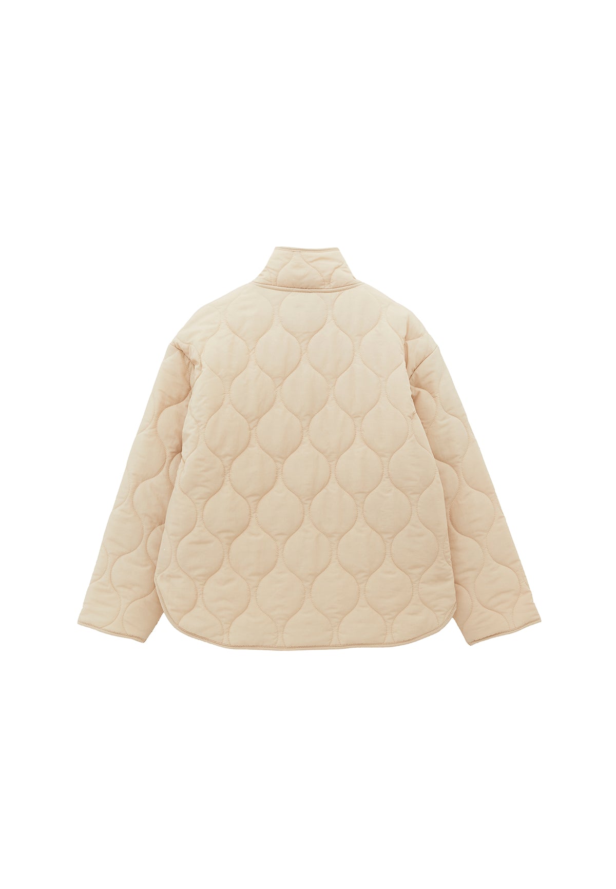 High Collar Quilted Coat - Beige