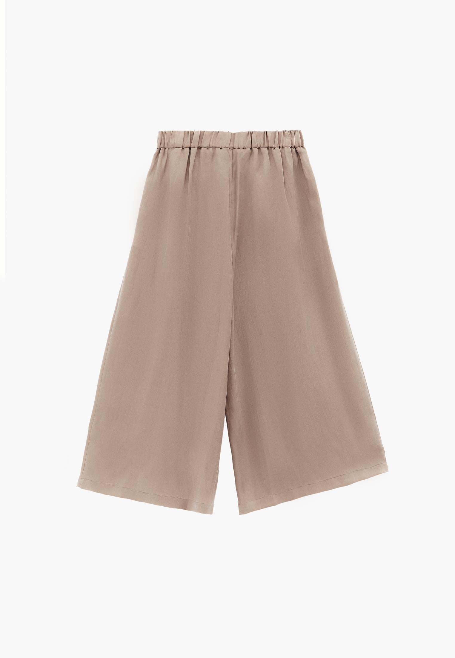 Wide Leg High Waist Trousers with Pleat Details - FEATHER GRAY
