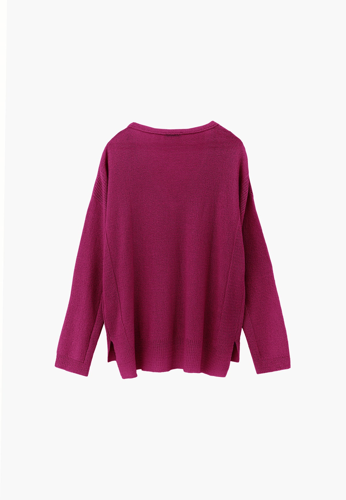 Oversize Tunic Sweater V Neck - FESTIVAL FUCHSIA