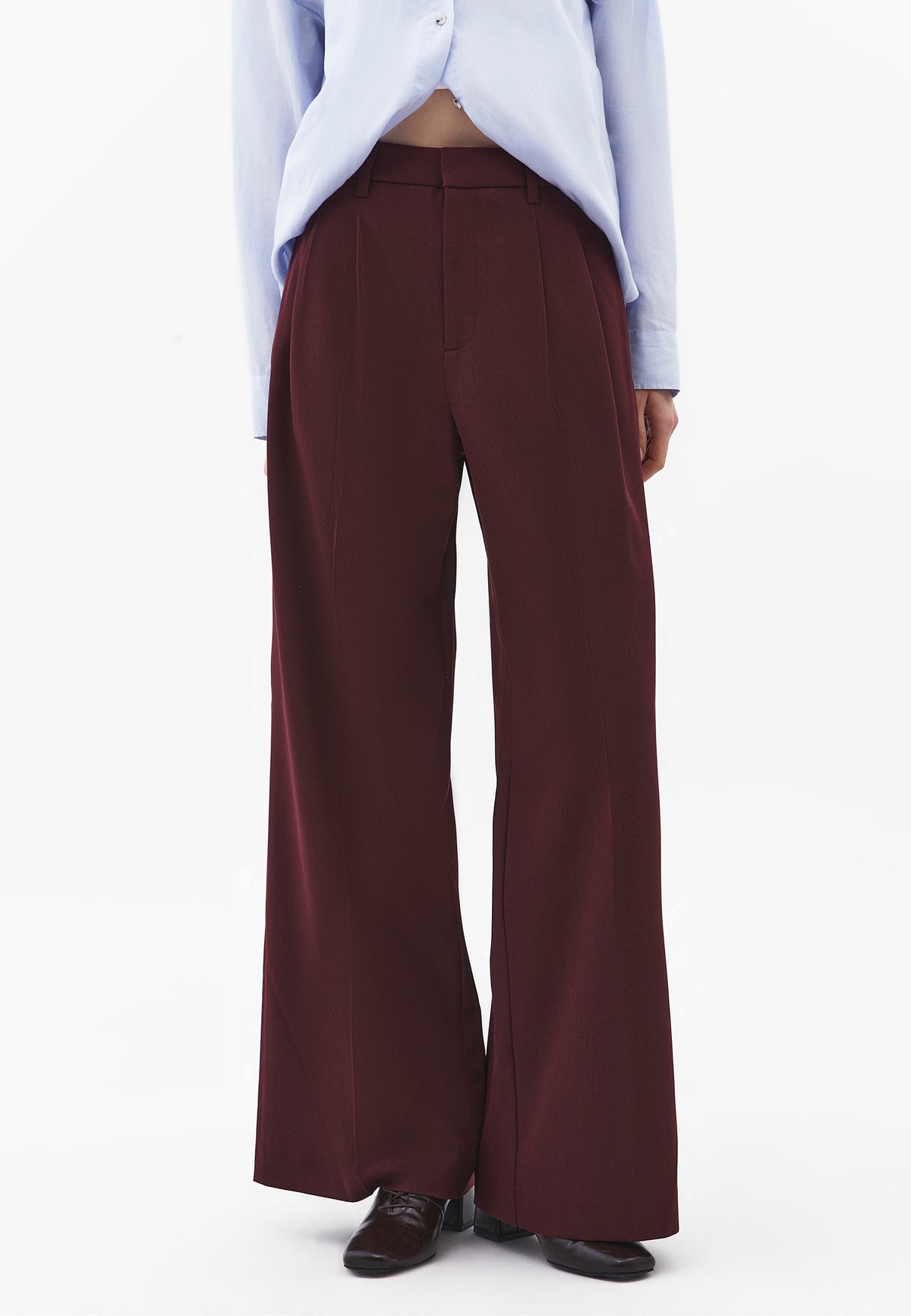 Pleated Wide Leg Pants - Purple