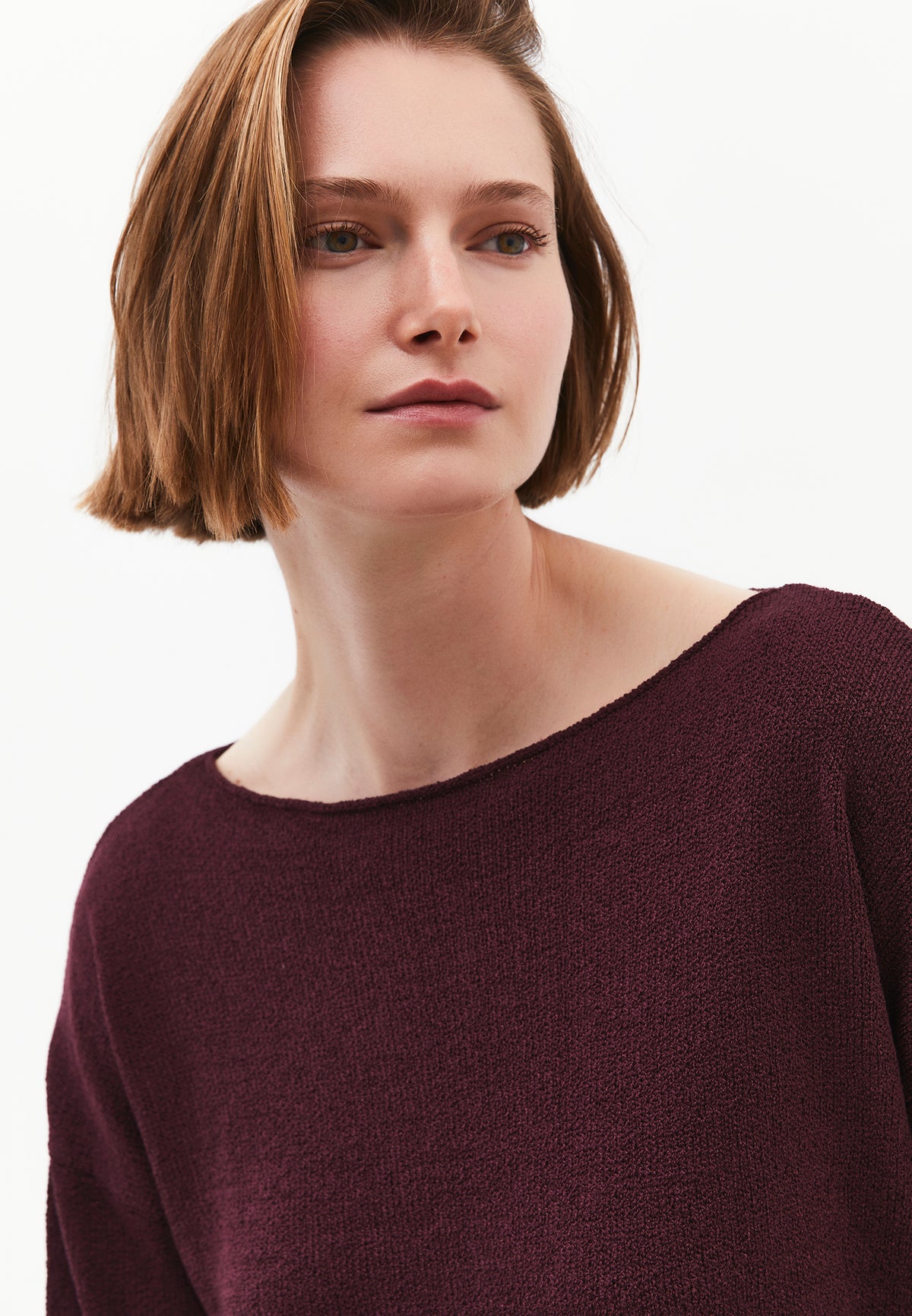 Boat Neck Bouclé Sweater - FIG