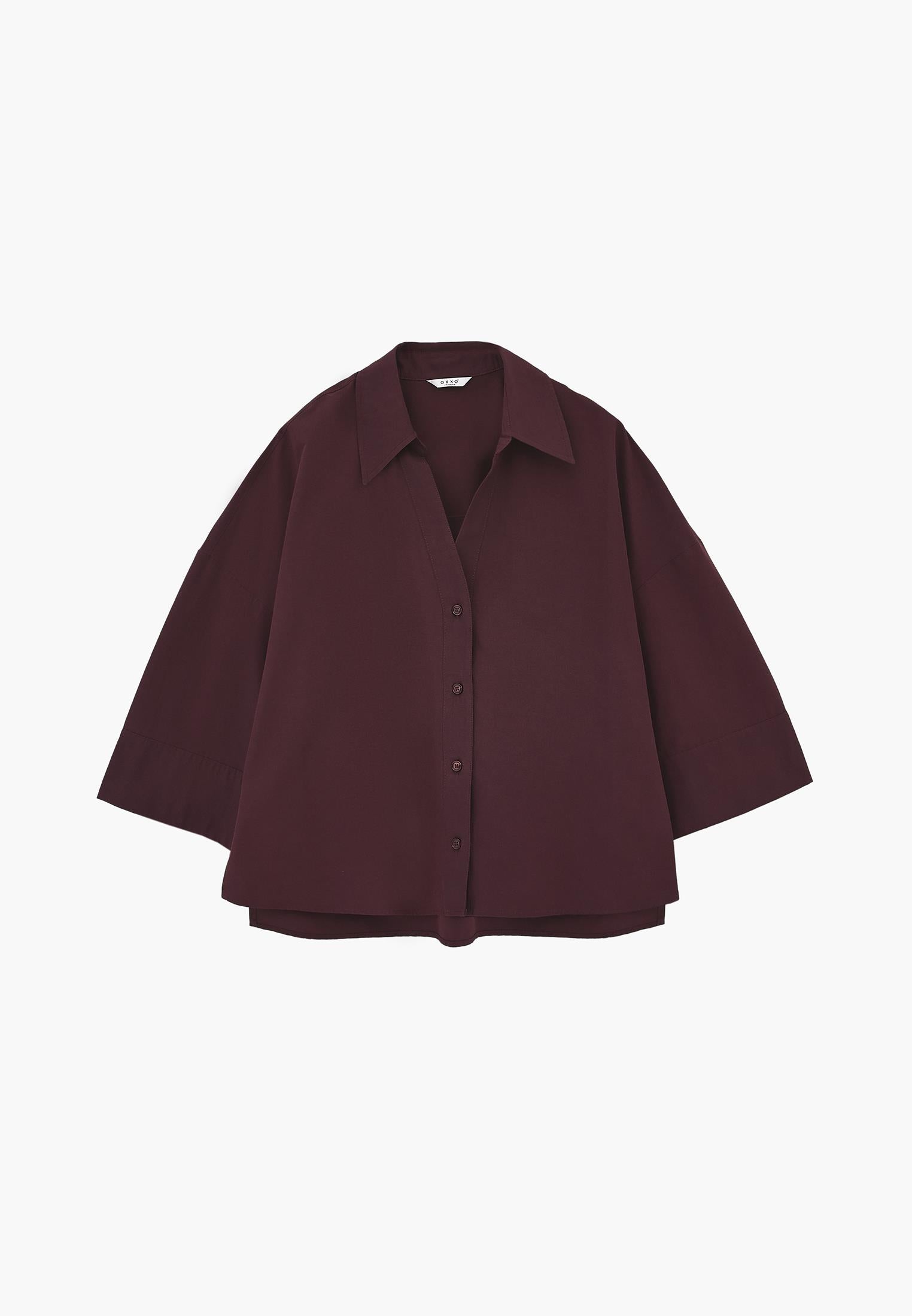 Oversize 3/4 Sleeve Buttoned Shirt - FIG