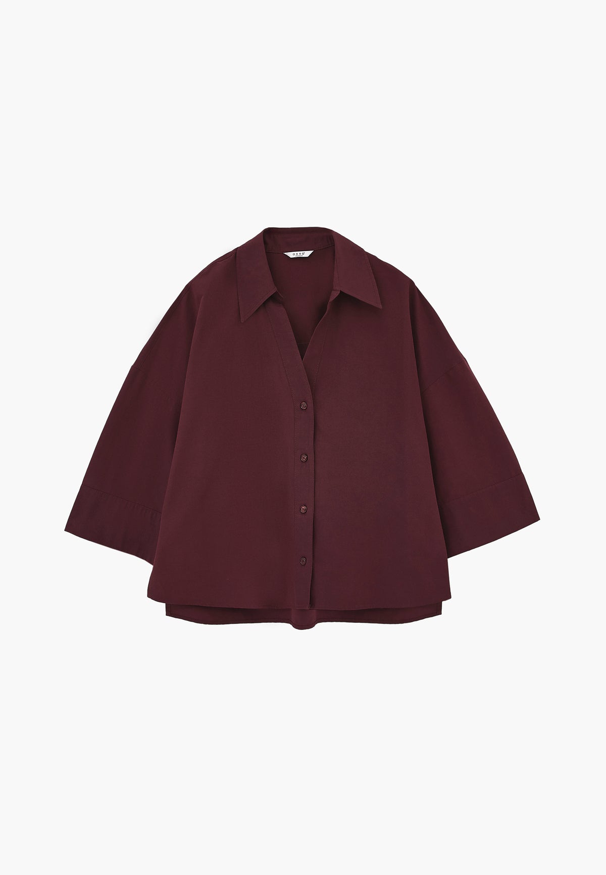 Oversize 3/4 Sleeve Buttoned Shirt - FIG