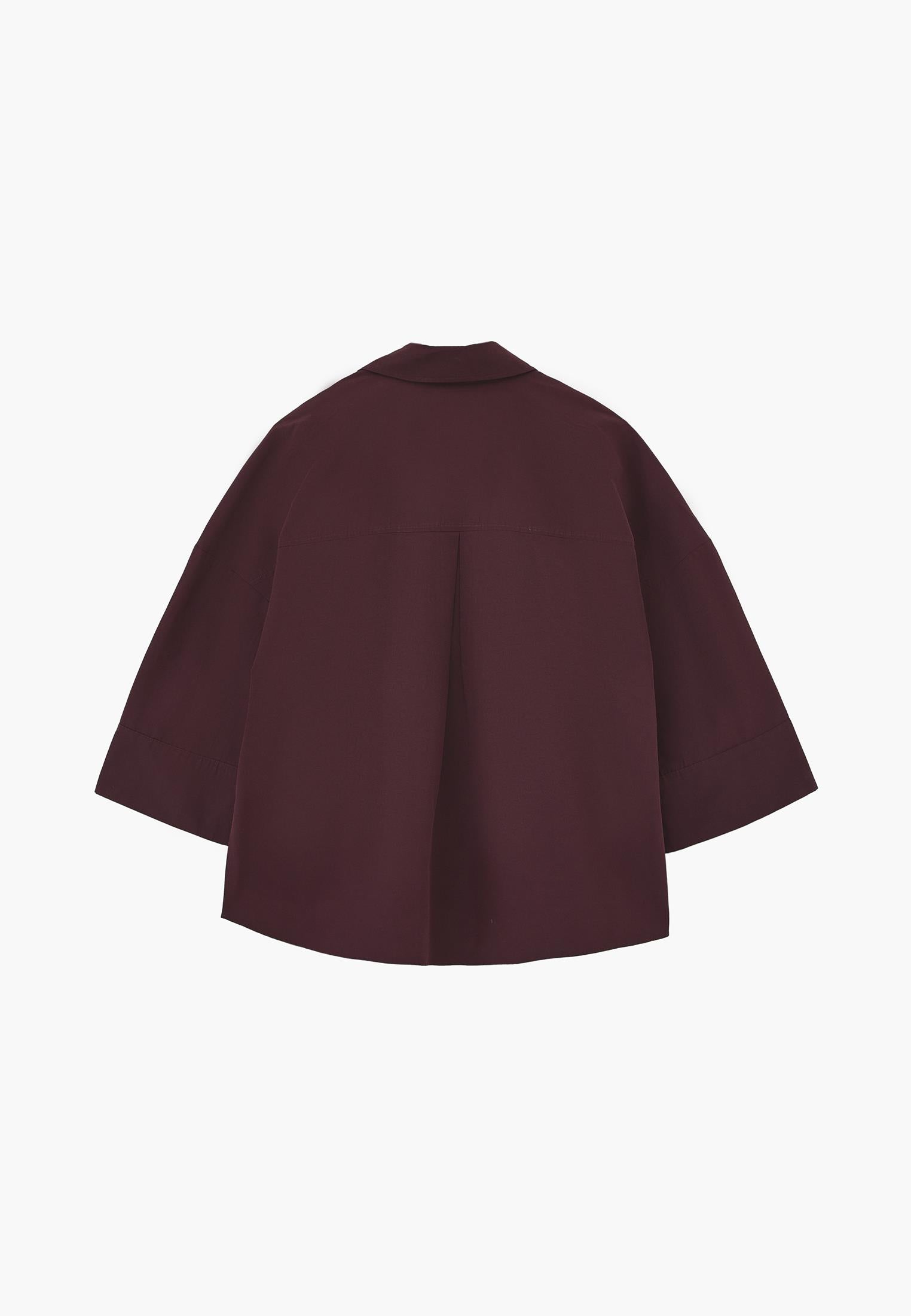Oversize 3/4 Sleeve Buttoned Shirt - FIG