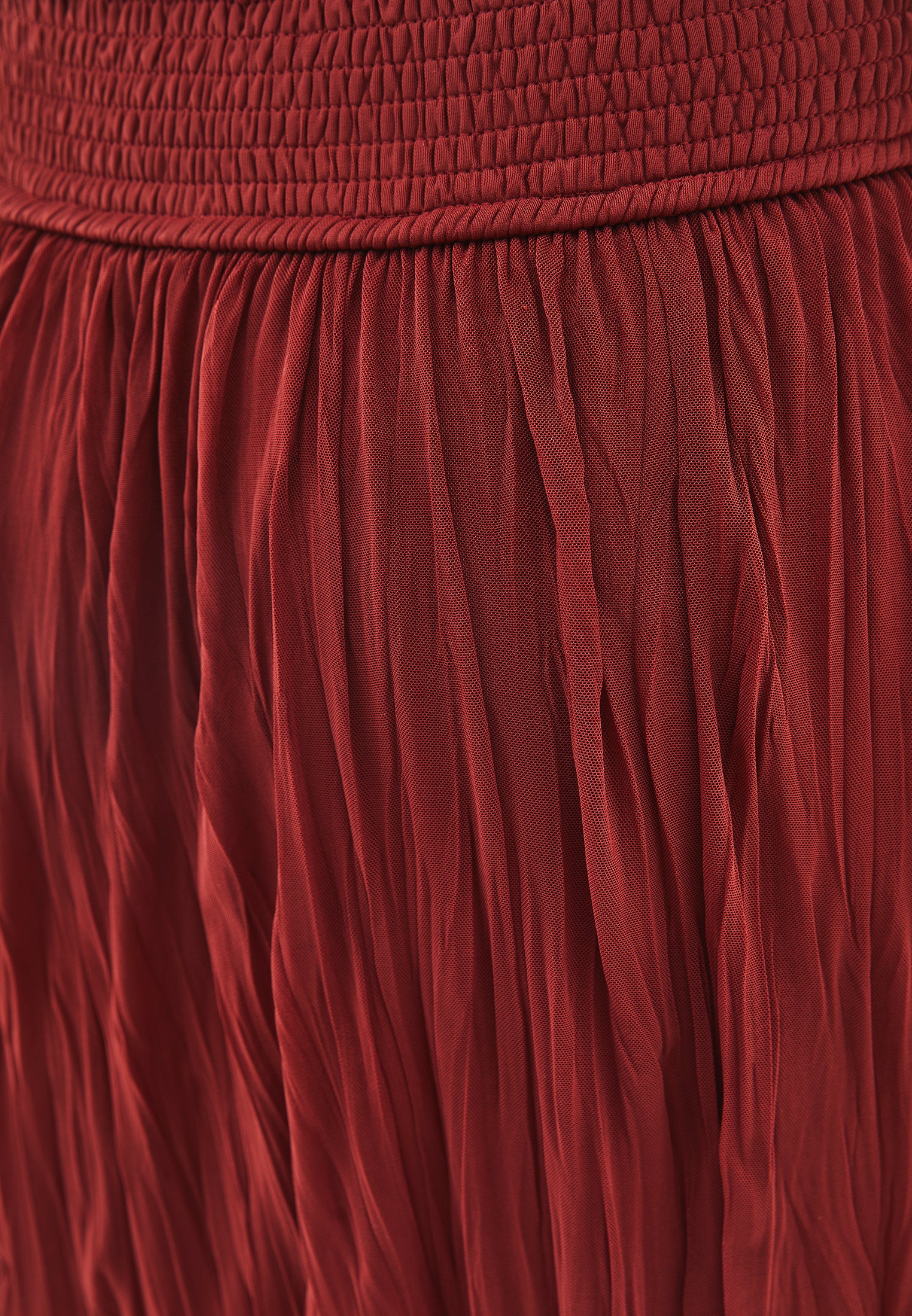 Wrinkled Look Midi Skirt - FIRED BRICK