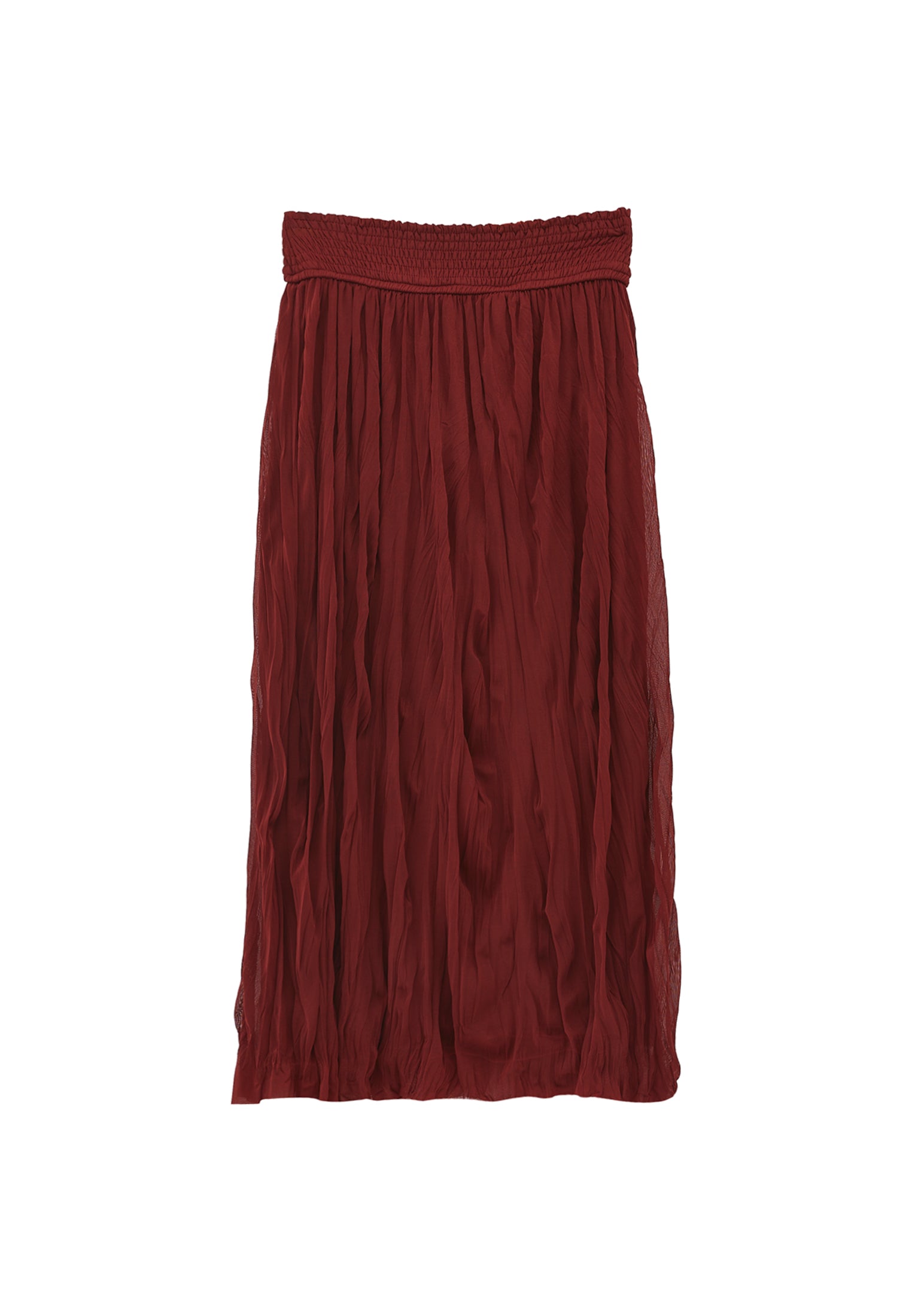 Wrinkled Look Midi Skirt - FIRED BRICK