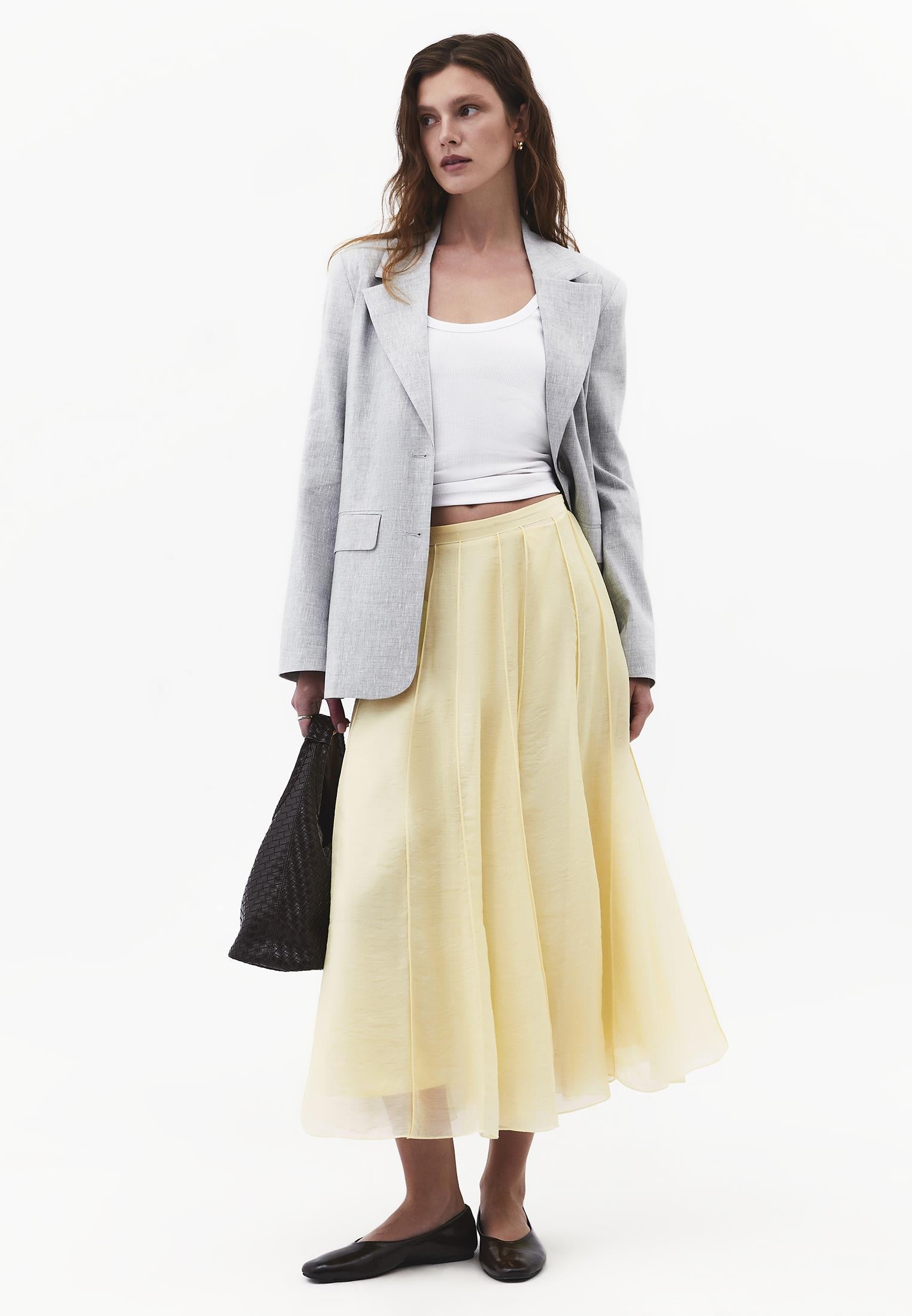 High Waist Flared Midi Skirt - FLAN